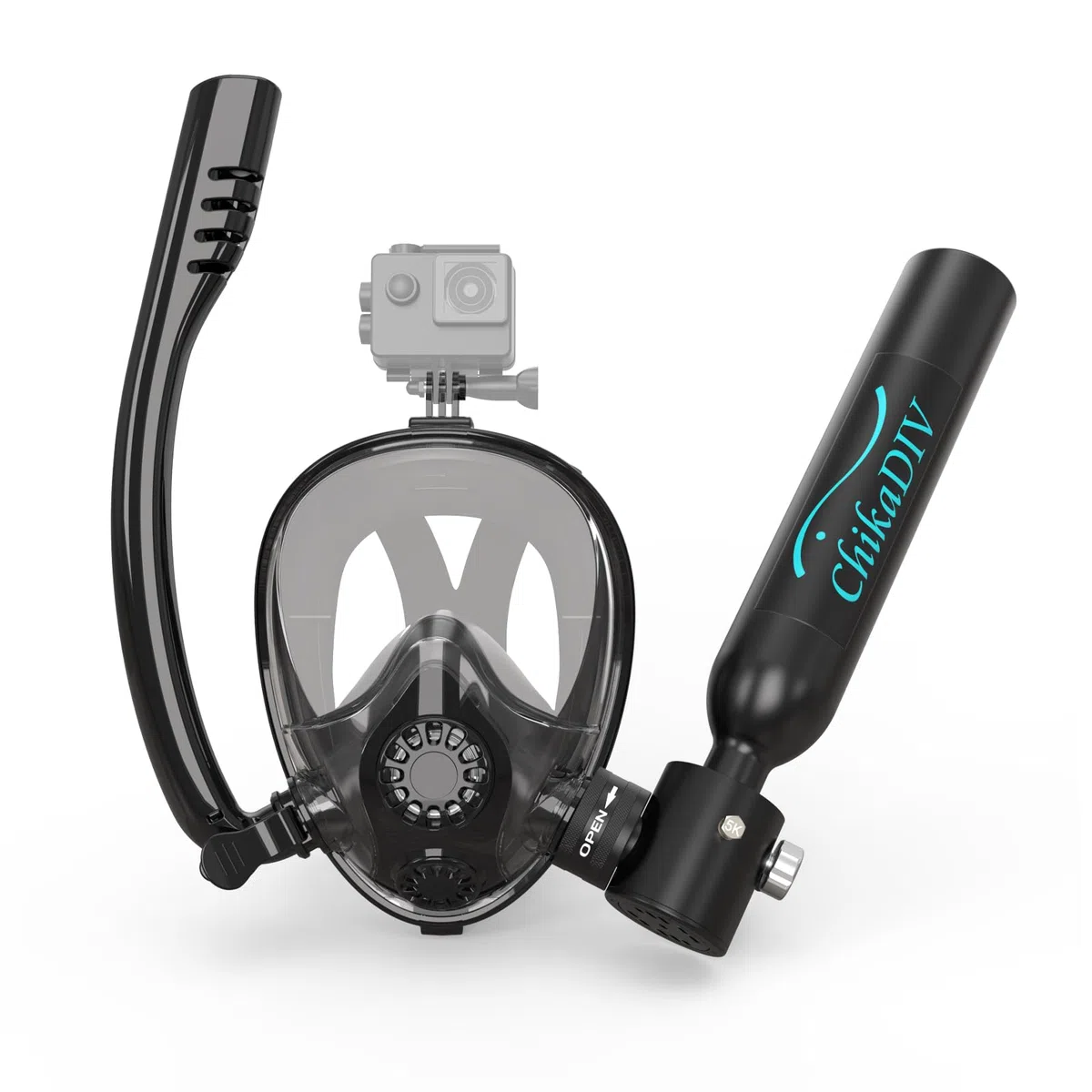 Maschera subacquea con mini bombola da 0,5 l, può respirare sott'acqua per 6 minuti, utilizzata per immersioni ricreative e salvataggio di emergenza