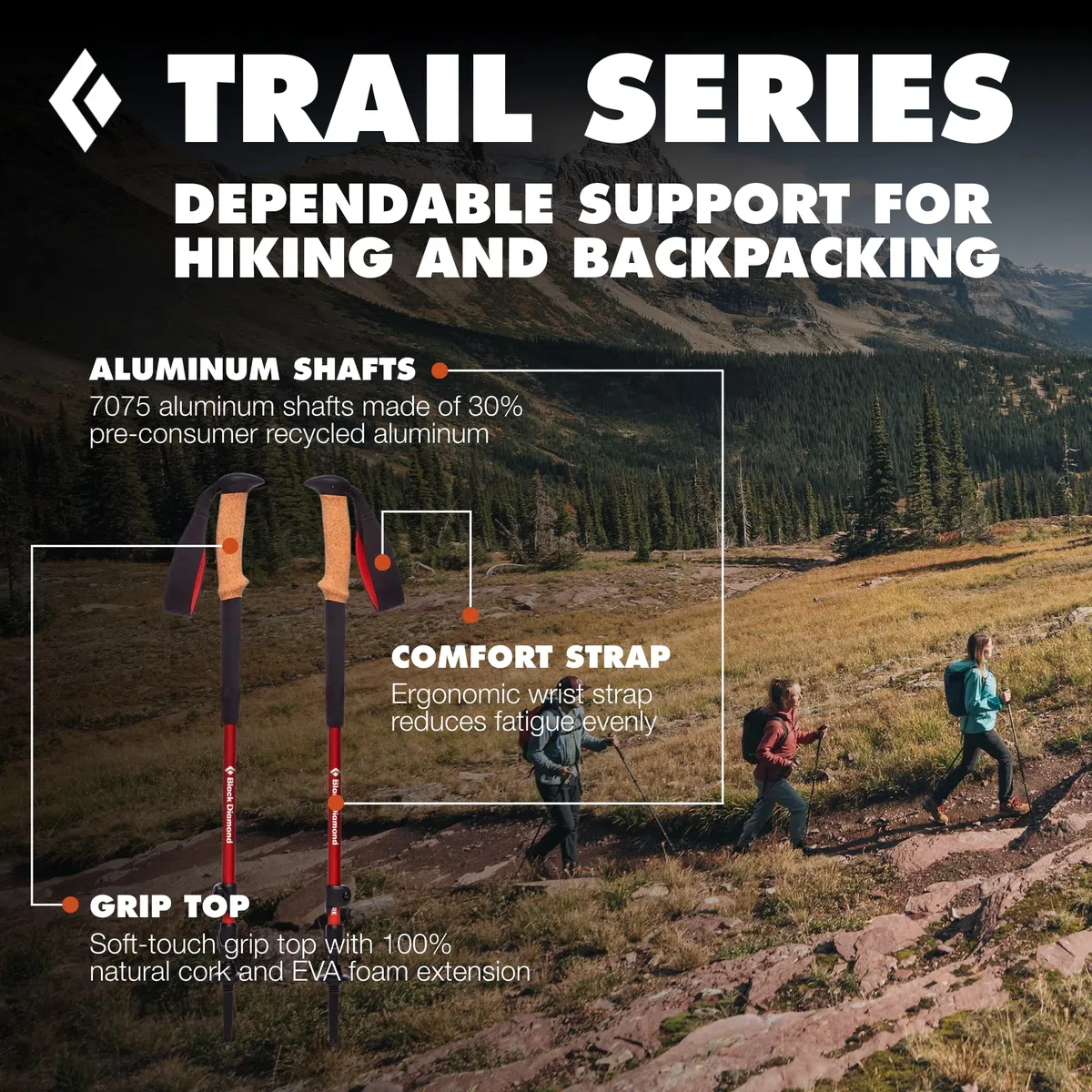Black Diamond Trail Cork Trekking Poles - Bastone da Trekking Unisex, per Adulti