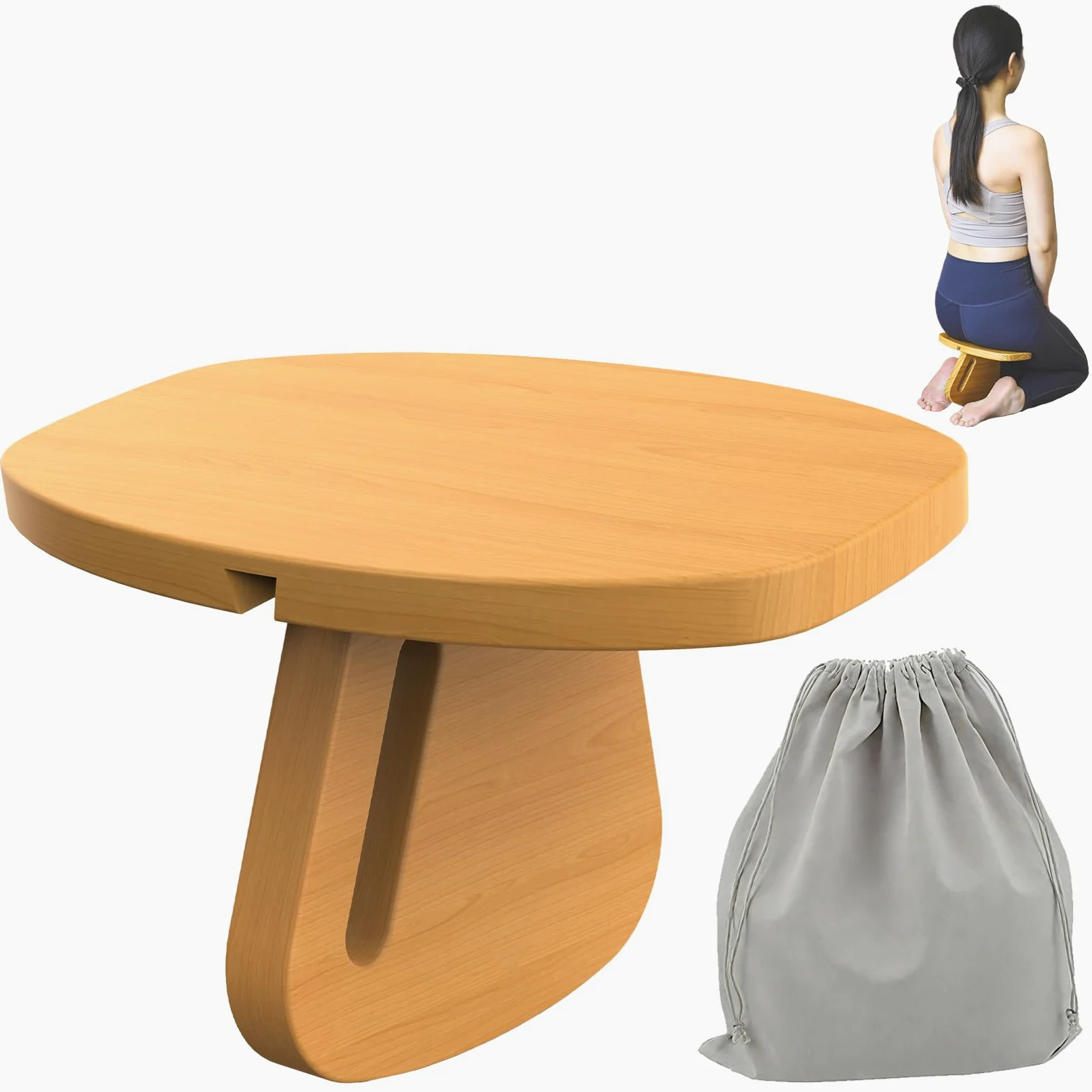 Enjoyfly Panca da meditazione portatile, rimovibile per yoga, meditazione, panchina da meditazione in legno, sgabello ergonomico da yoga, comfort e stabilità, ideale per yoga, preghiera, meditazione