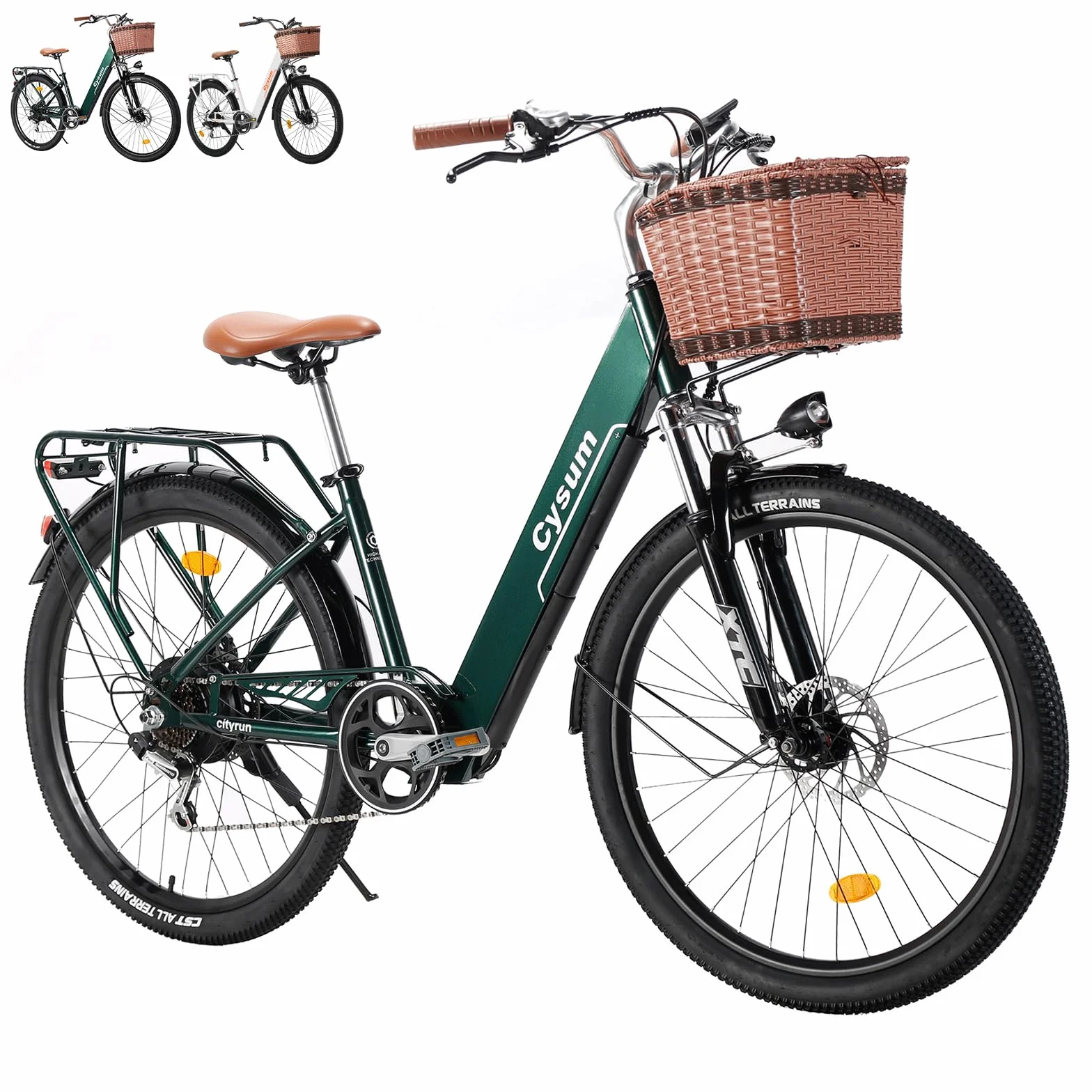 cysum cityrun bici elettrica donna, 26'' pedalata assistita Bicicletta Elettrica, City E-bike per adulti, 250W motore 25km/h, 36v 360WH batteria al litio, gamma 80KM, lcd dispaly