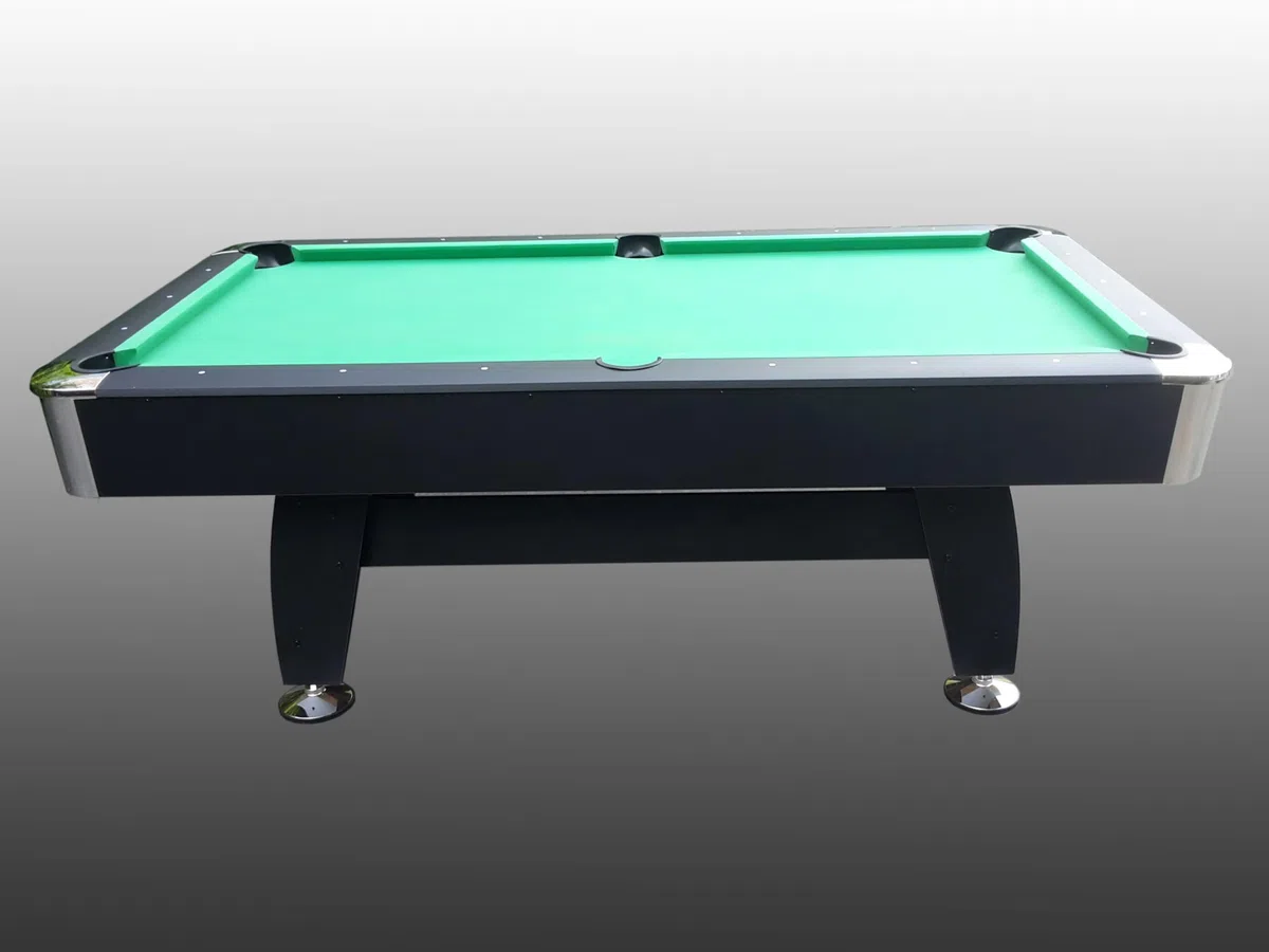 NG Biliardi - Tavolo da Biliardo Black Norman Light (216 cm), Pre-Montato, con Sistema di Ritorno Biglie e Regolatori di Livello, Panno Professionale Verde, Regolamentare