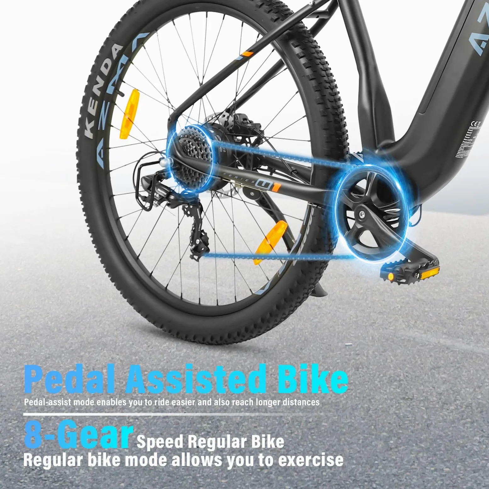 AZMA Bici Elettrica,27.5"/29" Bici Elettrica Uomo Donna da 36V/48V Batteria Rimovibile,Autonomia di 100-140 km Bicicletta Elettrica,8 Velocità Ebike da per MTB