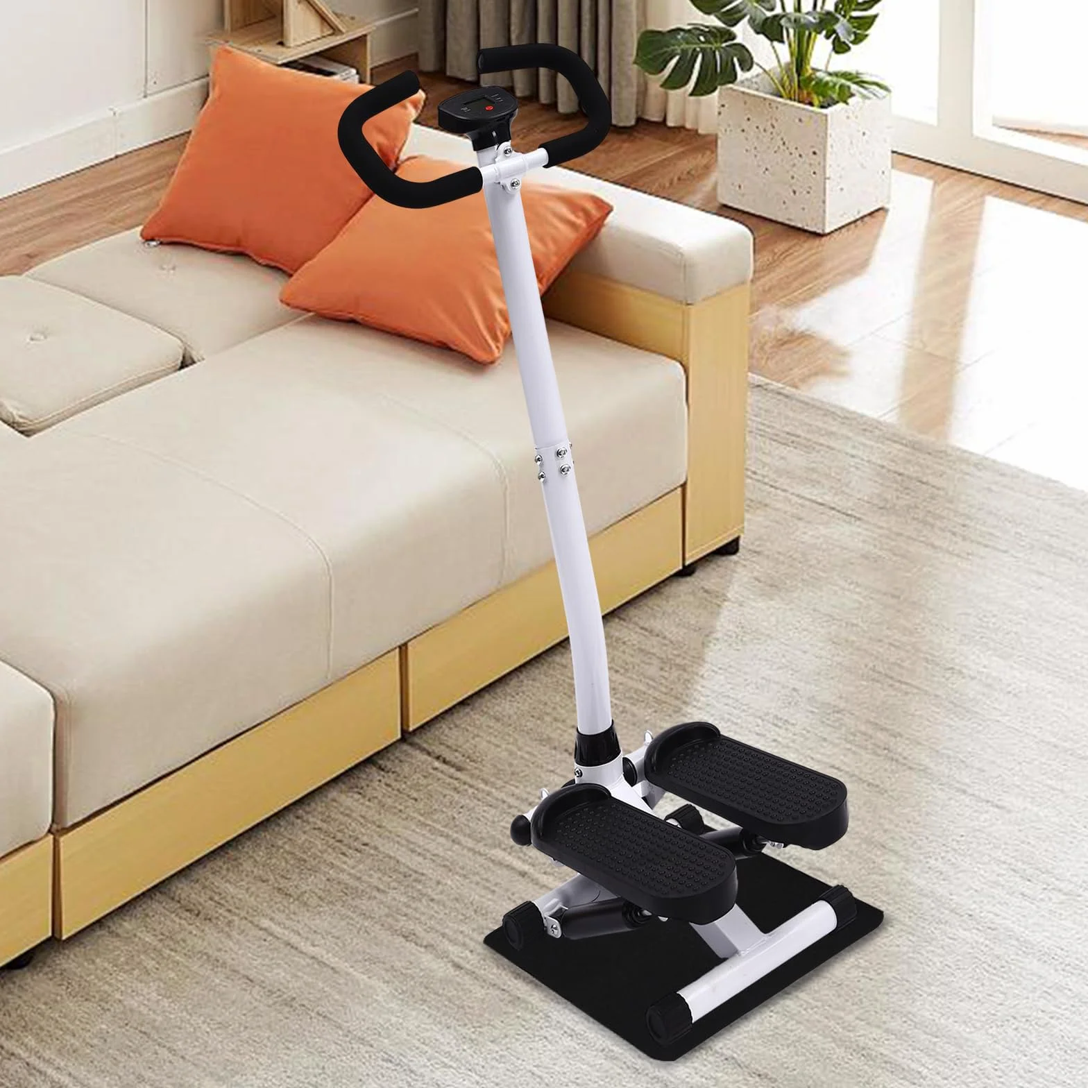 Fitness Stepper Esercizio Stepping Machine, con manubrio, tappetino, 2 fasce di resistenza, per perdita di peso, modellazione del corpo ed esercizi quotidiani, capacità di carico 150 kg