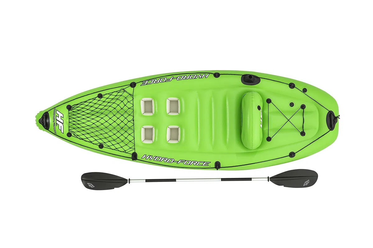 Bestway Koracle - Kayak gonfiabile Hydro-Force, set completo per la pesca, con pompa a mano, pagaia e borsa portaoggetti, capacità per 1 persona, diversi stili