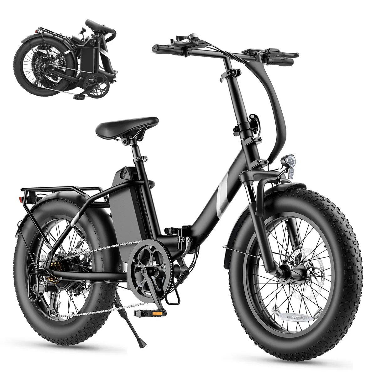 Touroll Bicicletta Elettrica, S3/S3 Pro Bici Elettrica pieghevole, 20"×3.0" fat bike elettrica, Autonomia 195 KM, Forcella Ammortizzata,Batteria Rimovibile