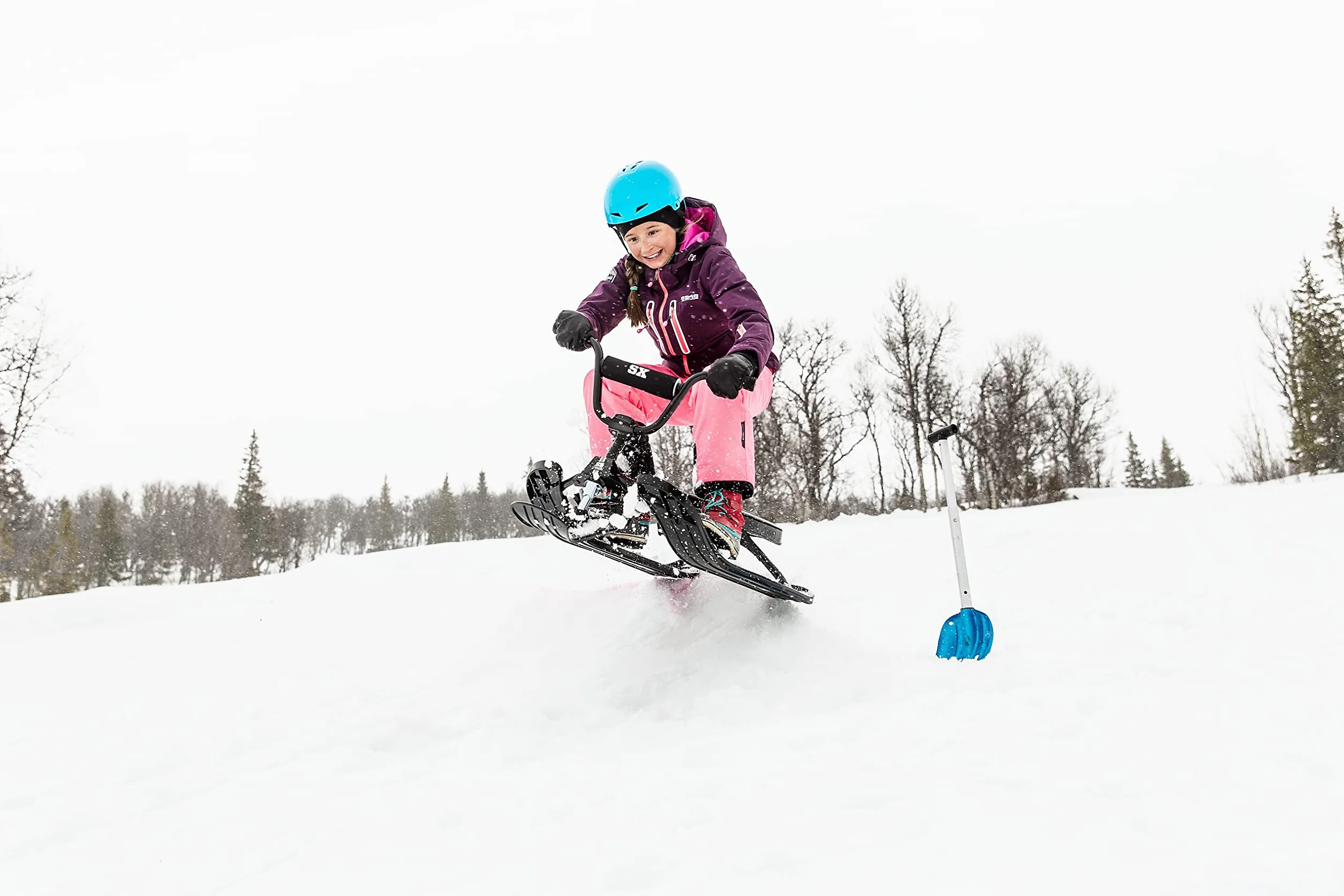 STIGA Snowracer Curve SX Slittino da Neve, Bob con Sterzo BMX e Freno per Adulti e Bambini dai 7 Anni
