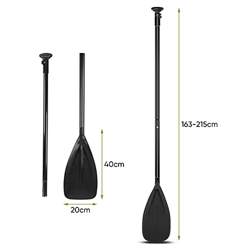GOTOTOP Pagaia in Alluminio Regolabile 163-215 cm, Removibile 2 Parti per Stand Up Paddle, Kayak, Surfboard e Canoa