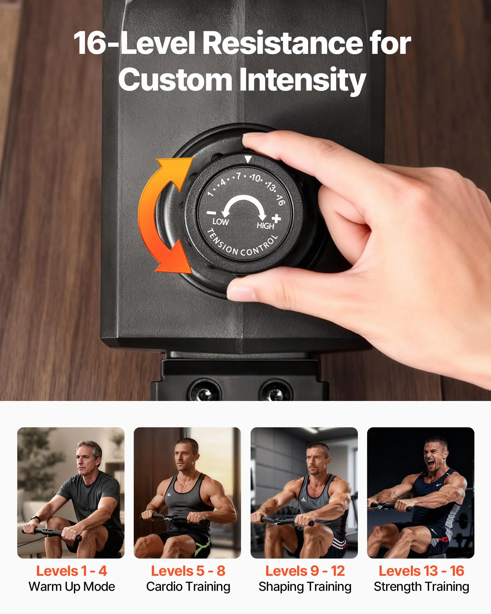 VEVOR Vogatore Magnetico, Resistenza Silenziosa Regolabile a 16 Livelli, Vogatore Pieghevole per la Casa, Capacità 158 kg, Vogatori Allenamento Aerobico con APP Bluetooth e Monitor LCD