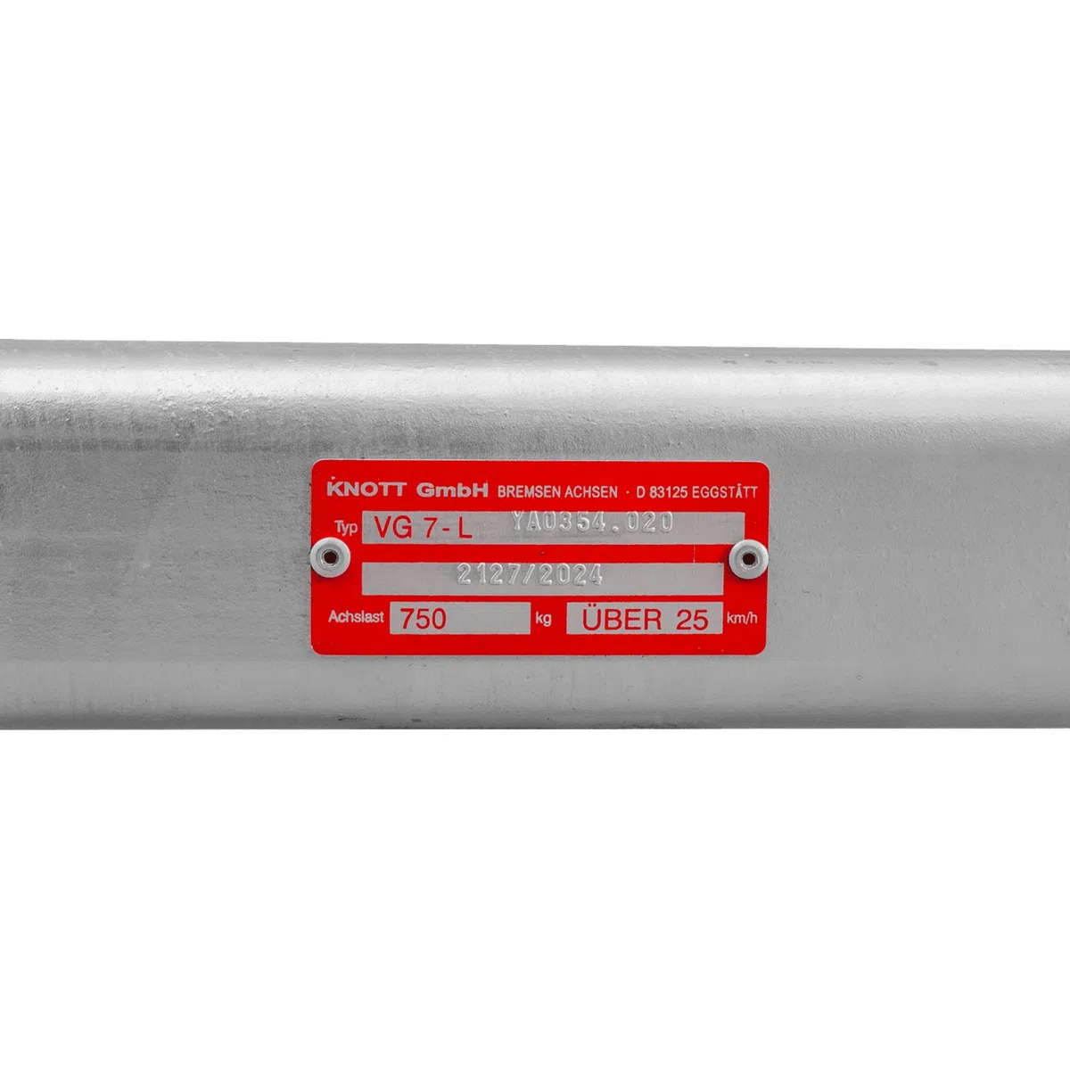 KNOTT - Asse non frenato VG7-L 750 kg, 1190 mm, 4 x 100 cuscinetti impermeabili per rimorchio barca