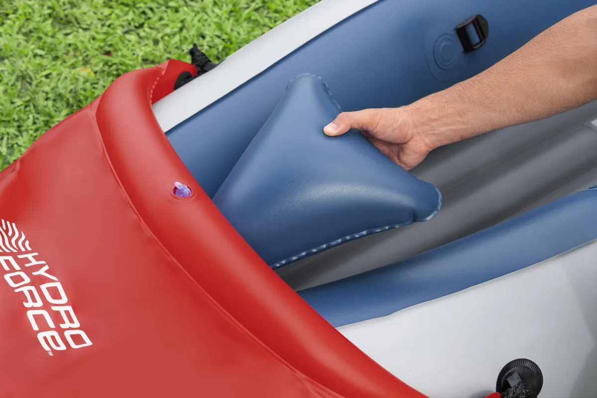 Hydro-Force Rapid Kayak 2 Person Inflatable Kayak Set with Seats, Backrest, Paddles, Hand Pump and Carry Bag