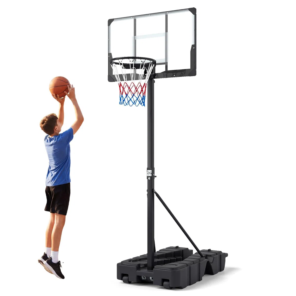 LIFEZEAL canestro basket esterno Altezza Regolabile 230-305 cm, canestro da basket Portatile con Ruote, Base Riempibile, Tabellone in PC, per Esterno, Interno, per Adulti Professionale