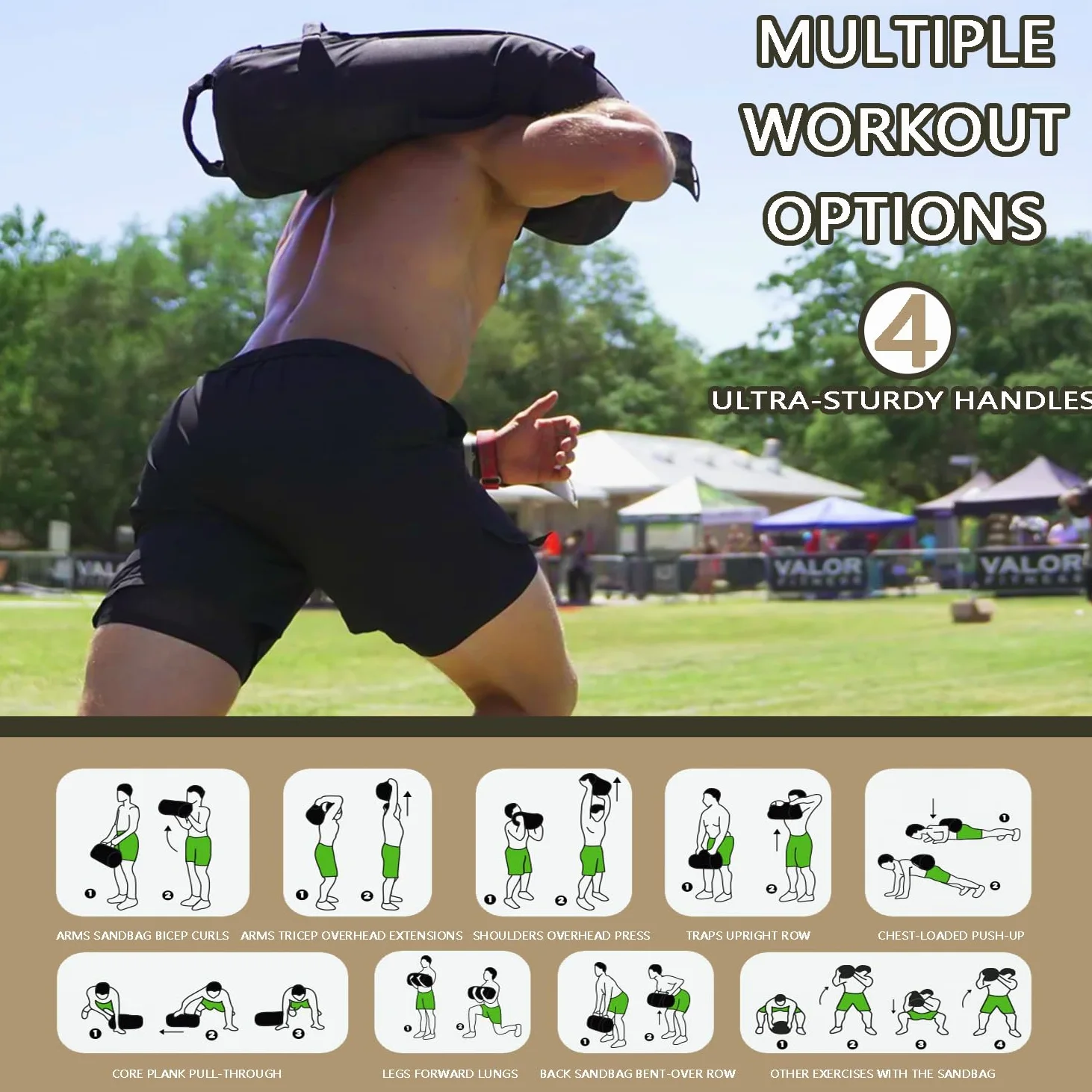 Favuit Sacco di sabbia, sacco per fitness, allenamento della forza, regolabile, con 3 tasche interne Core Power Bag, sacco di sabbia per allenamento funzionale, allenamento di forza