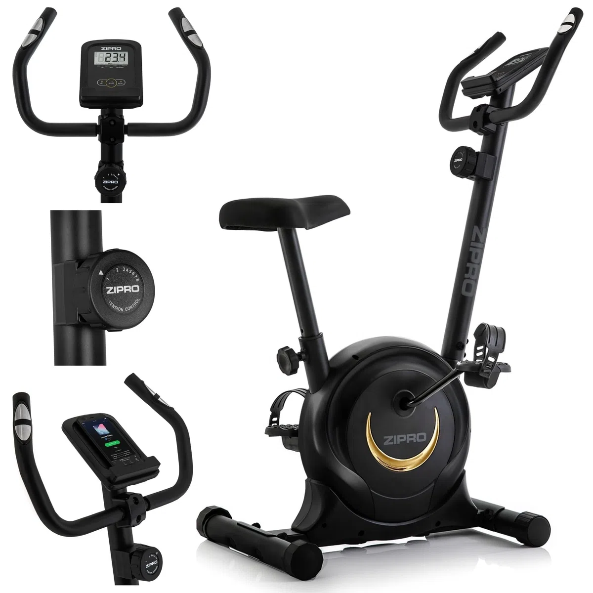 ZIPRO Cyclette da Casa con 8 Livelli di Resistenza Magnetica, Supporto per Smartphone, Schermo LCD, Sella Regolabile, Cyclette per Casa per Più Esercizi, Ciclette Professionale da Camera (One S)