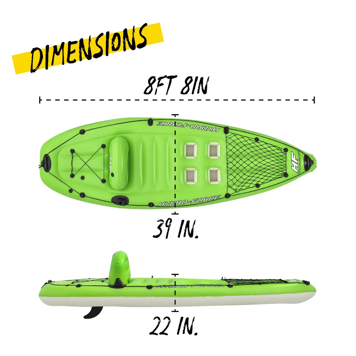 Bestway Koracle - Kayak gonfiabile Hydro-Force, set completo per la pesca, con pompa a mano, pagaia e borsa portaoggetti, capacità per 1 persona, diversi stili