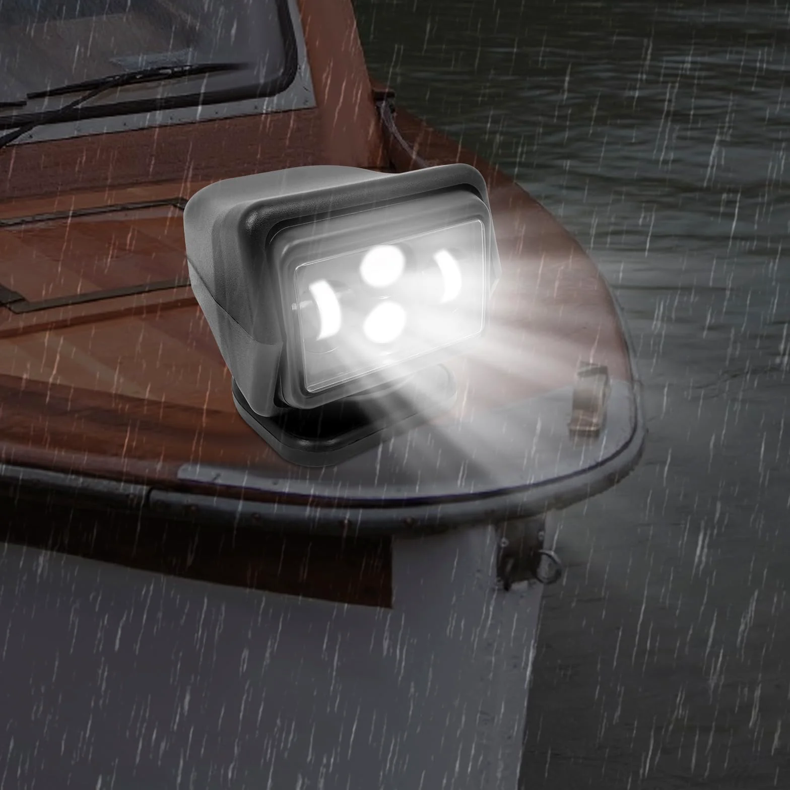 Faro da lavoro a LED con telecomando 60W 8000LM – IP67 Luce da lavoro impermeabile con base magnetica per fuoristrada, camion, imbarcazioni, campeggio – Girevole a 360°, telecomando incluso (Nero)