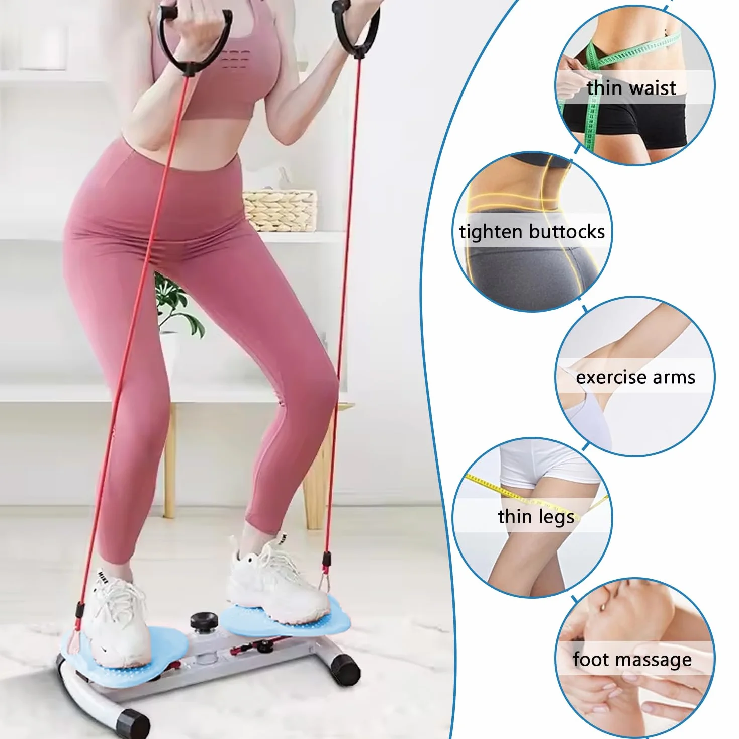 Disco girevole in vita con resistenza regolabile e funzione di massaggio dei piedi, vita Twister con basso rumore, portata 150 kg, attrezzi per il fitness per la casa