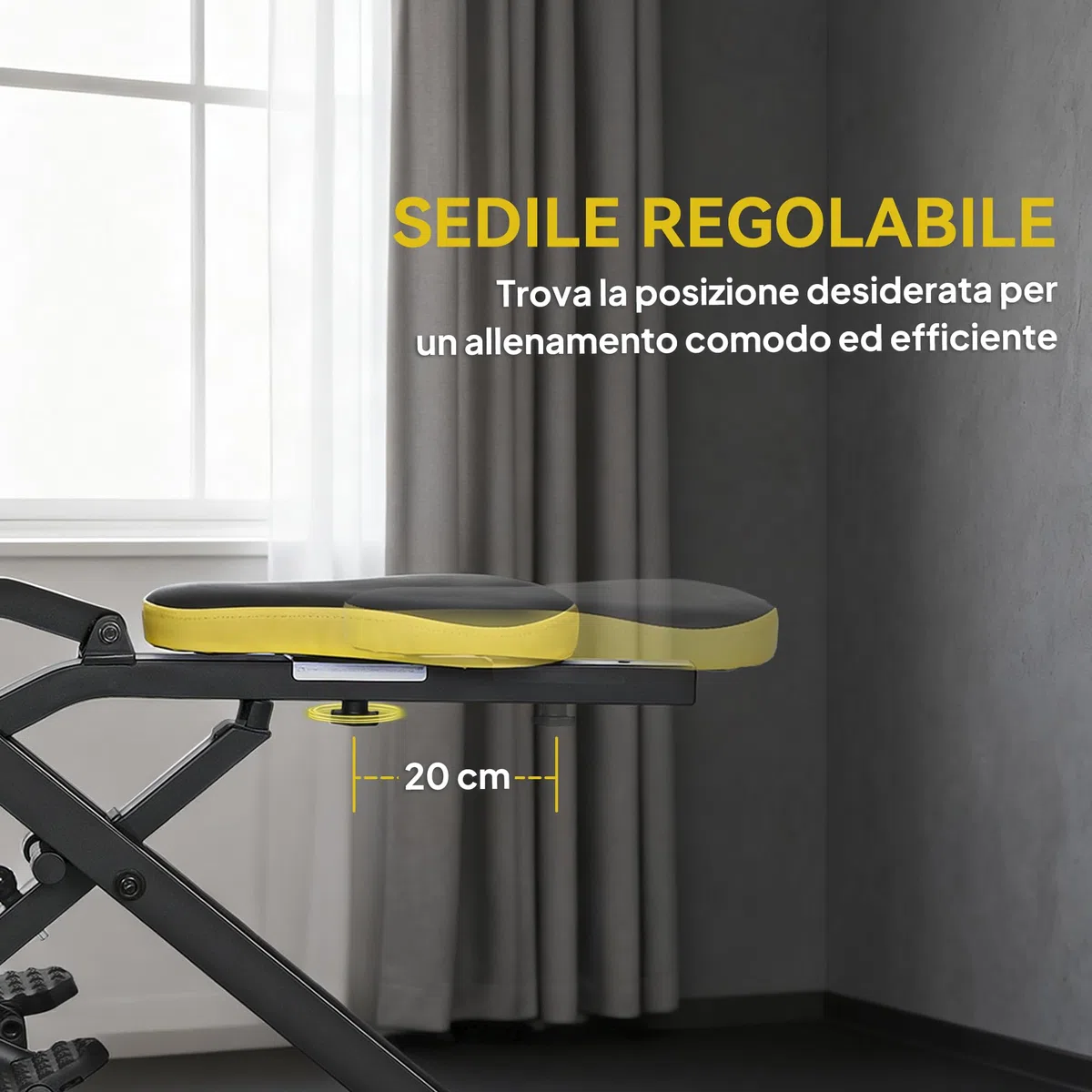 SPORTNOW Macchina Total Crunch Pieghevole con Seduta Regolabile, Macchina Total Power Body Crunch, Allenamento Fitness per Addominali, Corpo, Gambe, Braccia, Glutei, per Casa e Palestra, Giallo