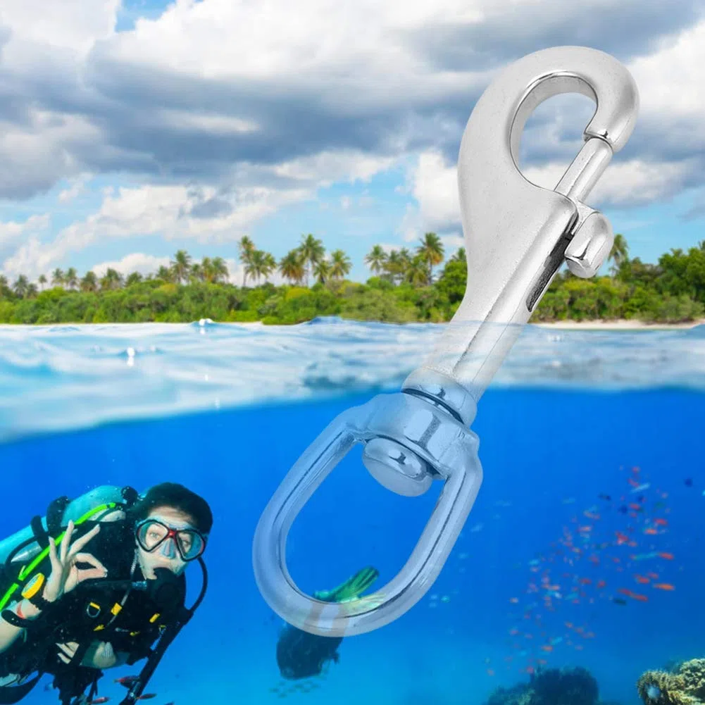 Keenso Ganci a moschettone girevoli, Gancio a moschettone in Acciaio Inossidabile 316 con Gancio in Acciaio Inossidabile per Catena di Animali da Immersione