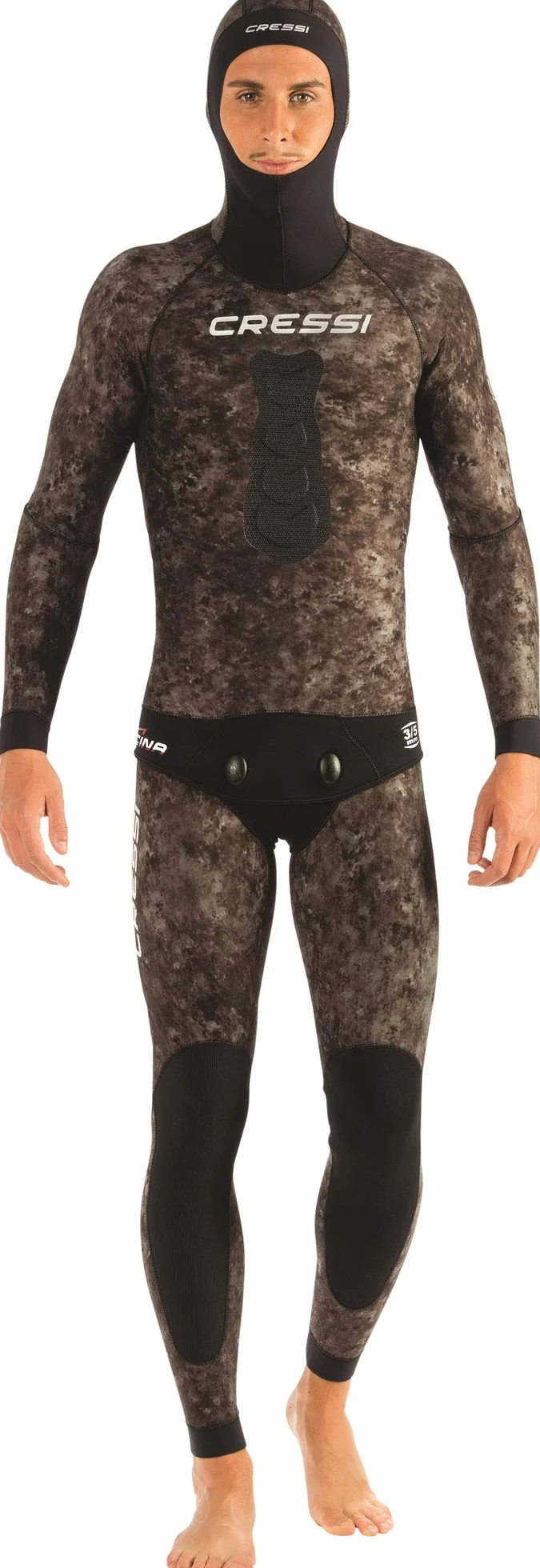 Cressi Tracina Wetsuit Muta Pesca in Neoprene Mimetico Spaccato Microporoso Supersoft, Disponibile singola Giacca o singolo Pantalone negli Spessori 3.5/5/7mm, per Uomo
