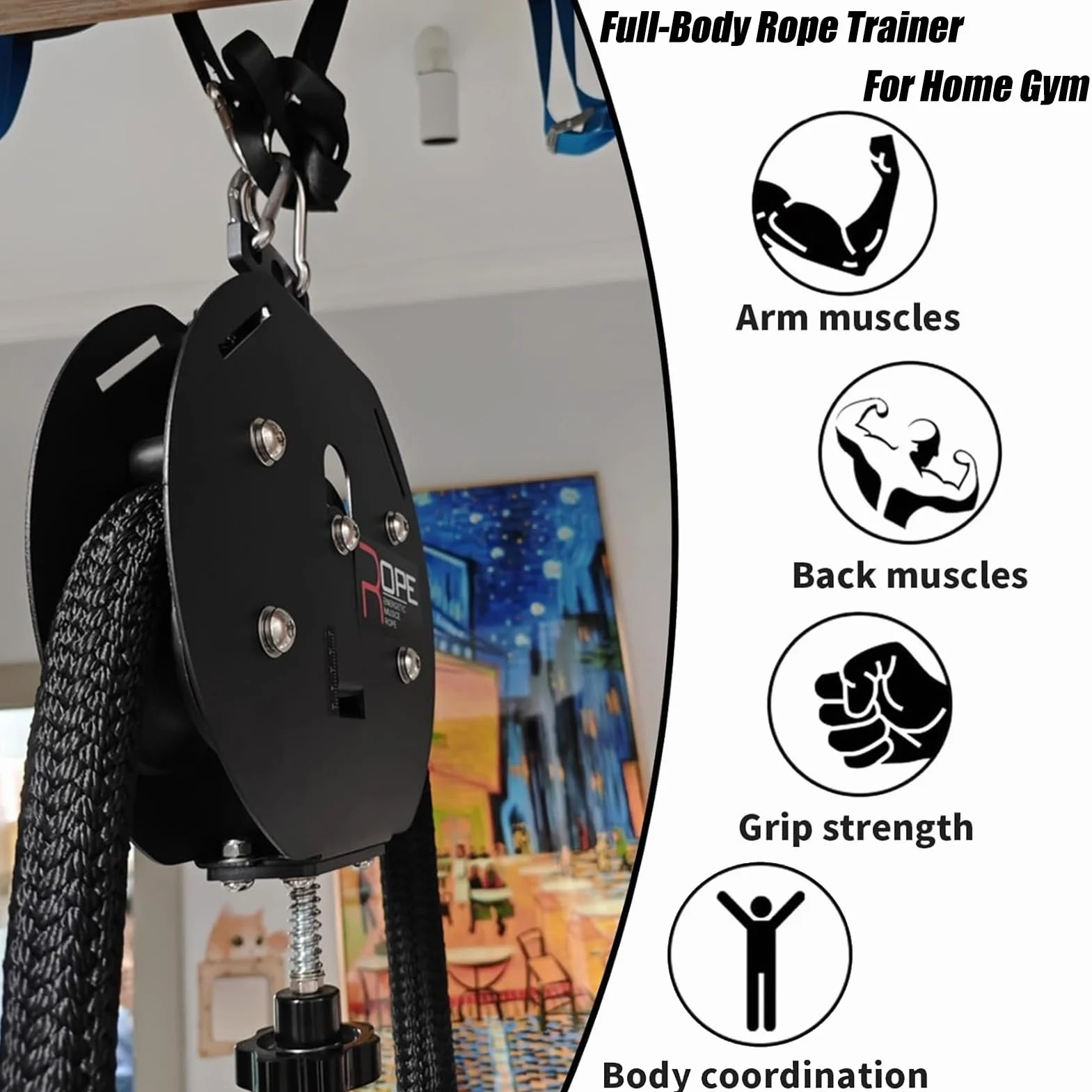Endless Rope, Allenatore con Corda Infinita, Portable Cable Pulley System, Attrezzo per L'Allenamento di Tutto Il Corpo, Corda in Nylon Premium A Circuito Chiuso Corda, per Uso Domestico