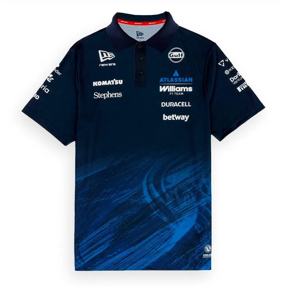 New Era Williams Racing F1 Team, Collezione Ufficiale 2026, Polo Team Tech, Maglia, Jersey, Blu Navy