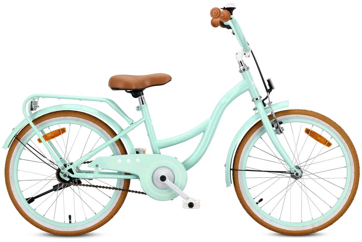 sun baby FLOWER BIKE RETRO Bicicletta per una bambina - telaio in acciaio, freni V-brake, parafanghi, copricatena, fanali, campanello, regolabile