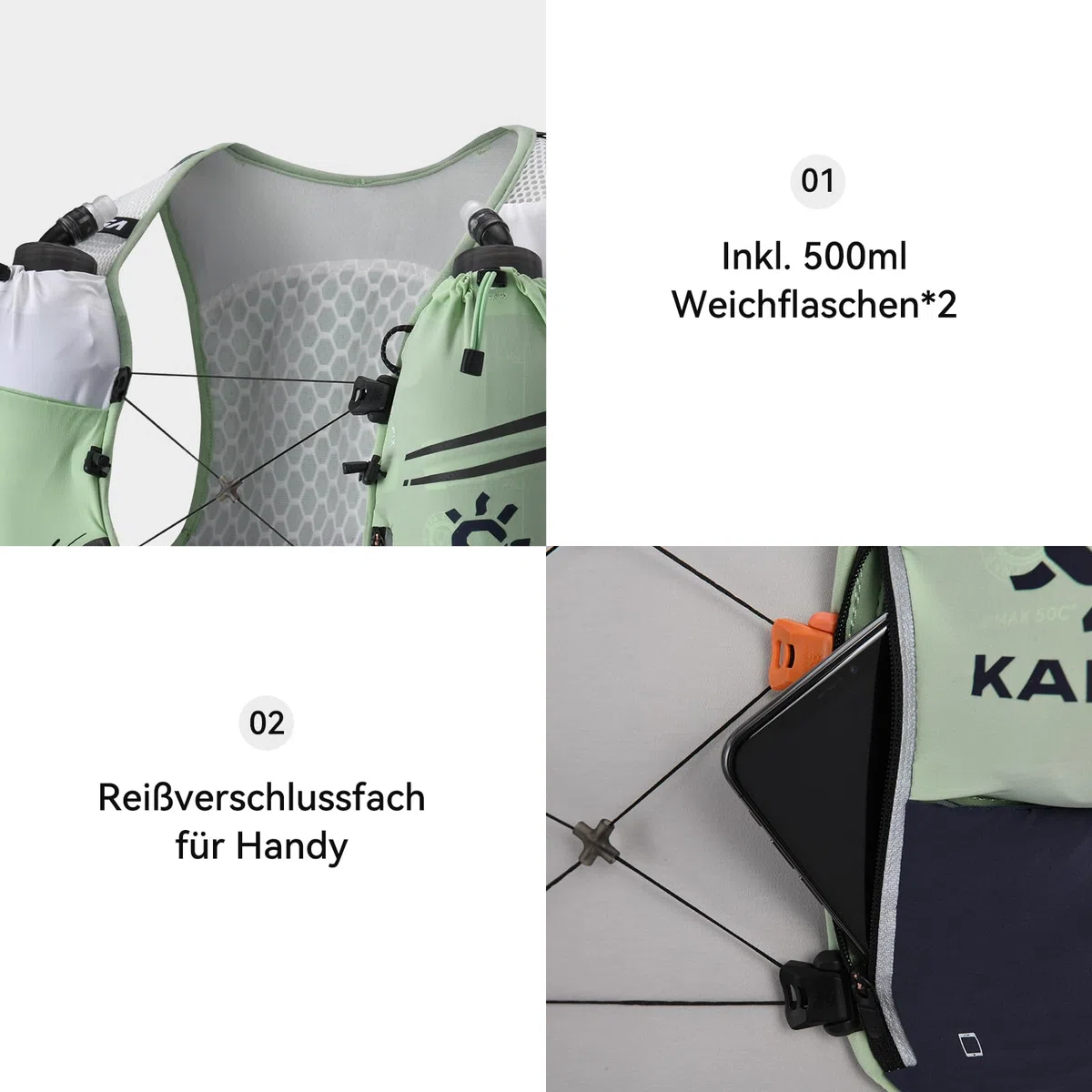 KAILAS FUGA AIR 8 IV Gilet Idratante leggero con 2 bolle d'acqua TPU per uomo donna trail running ciclismo escursionismo