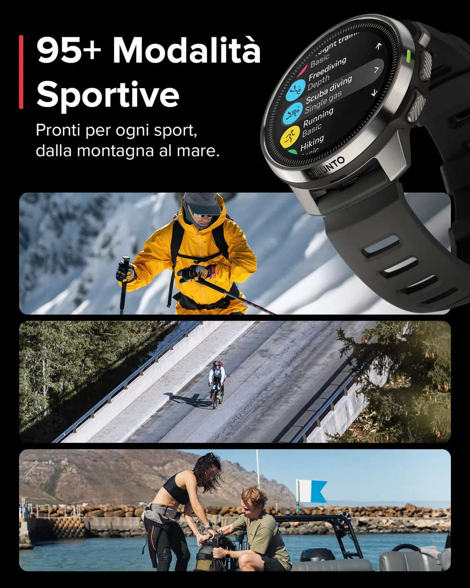 SUUNTO OCEAN Orologio Subacqueo e Sportivo Uomo, Schermo AMOLED, 10ATM/7 Bar, Dualband GNSS Mappa Offline, GPS Activity Tracker, 95+ Sports, Cardiofrequenzimetro, Autonomia 60H in Modalità Immersione