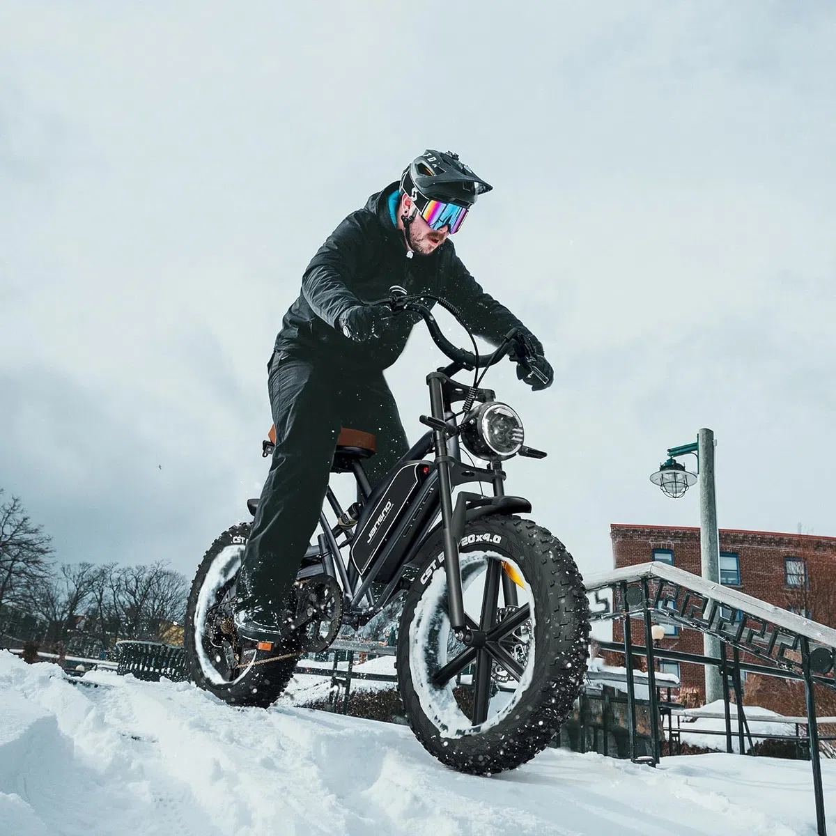 JANSNO Bicicletta Elettrica 20" x 4.0 Fat Tire, 7 Velocità Bici Elettrica, Freni a Disco Meccanici Anteriori e Posteriori, E-Bike per Adulti, Batteria Rimovibile 48V 17Ah