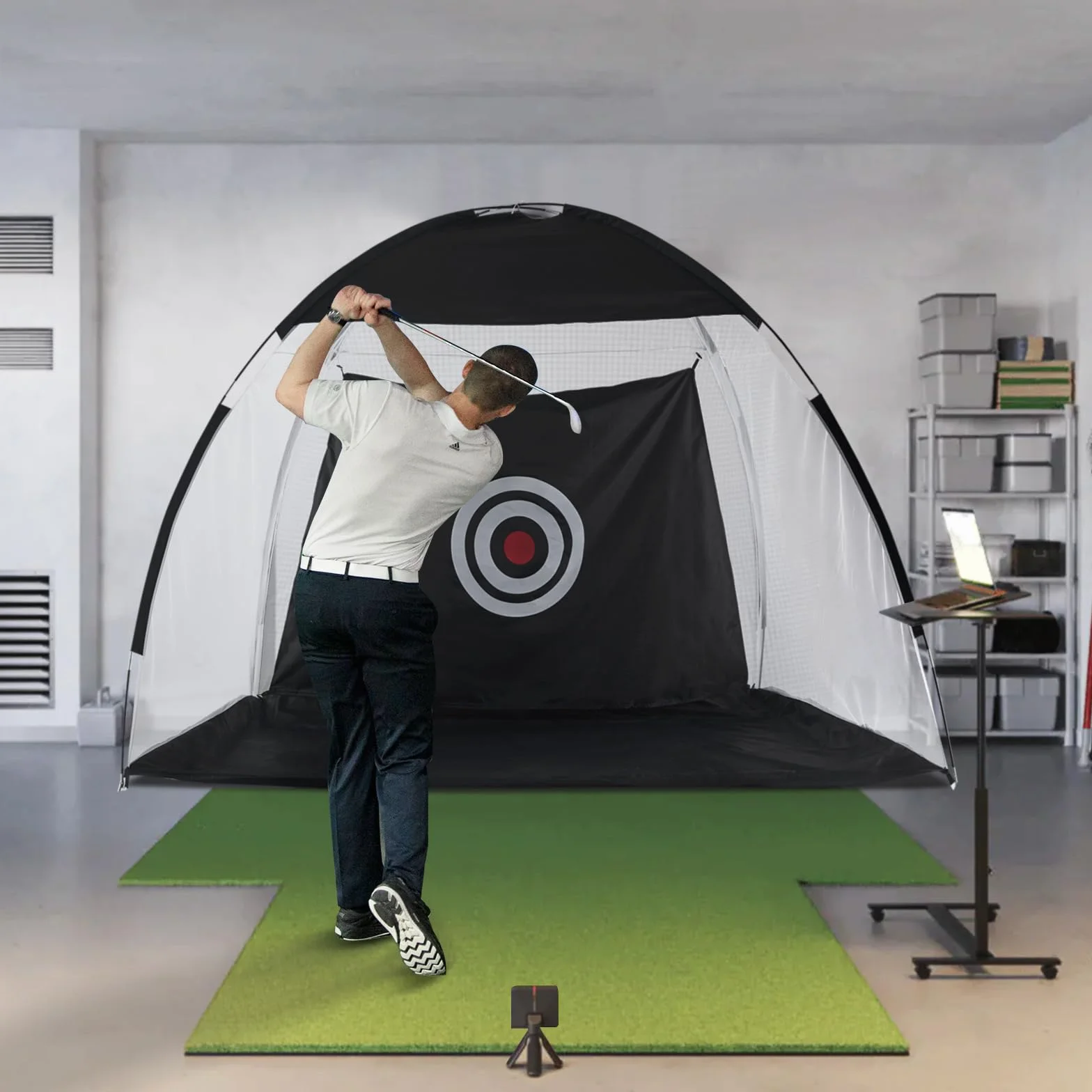 TUKAILAI Rete pratica da golf con borsa per il trasporto, tappetino pieghevole da 3 m, per cortile, guida, golf, colpire reti per bambini, uomini, donne, interni ed esterni, giardino