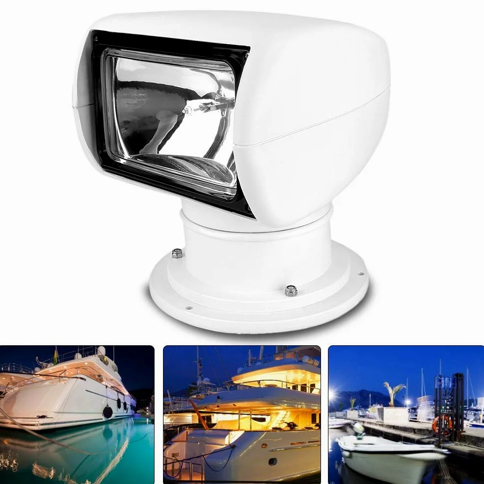 Crisis Faro di Ricerca Marino Con Telecomando 12V 100W - Impermeabile a Lungo Raggio, Girevole a 360 Gradi per Esterno, Barca, Camion, Auto, Yacht, Guardia Costiera