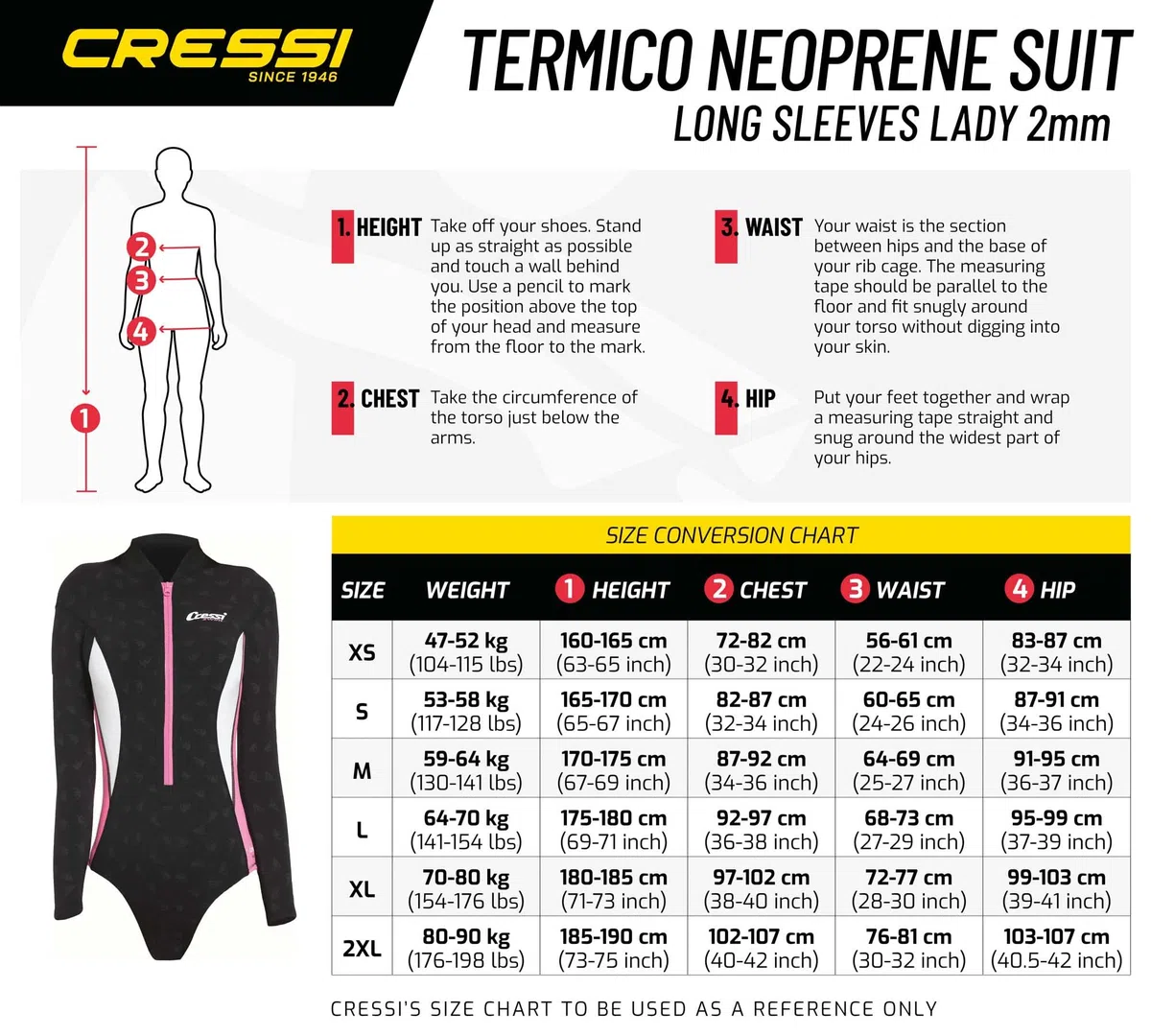 Cressi Termico Lady Swimsuit 2 mm - Costume Monopezzo in Neoprene High Stretch Donna - Disponibile Versione Standard o Maniche Lunghe