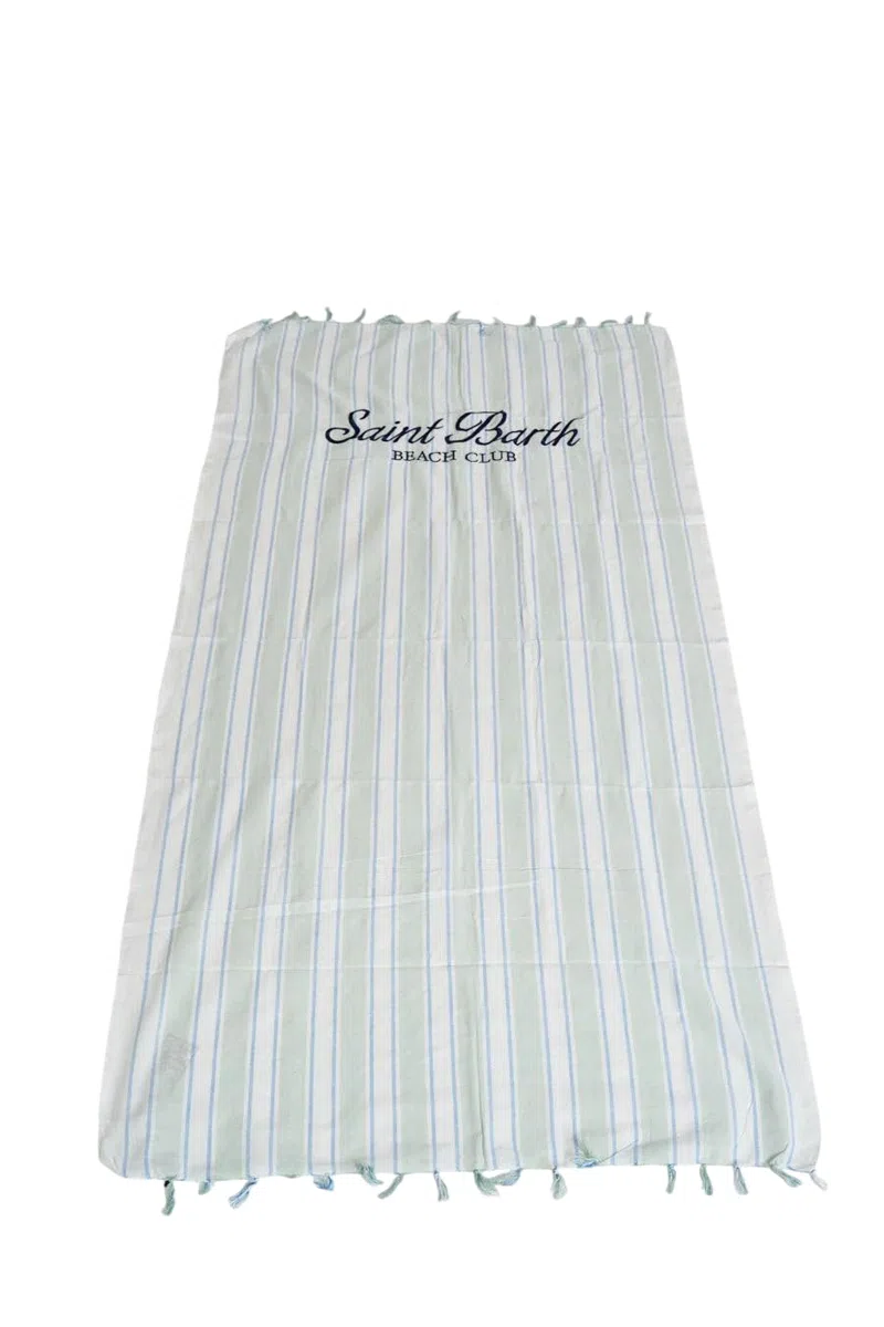 Saint Barth MC2 TELO MARE FOUTAS LIGHT STRISCE VERDE ACQUA BLU