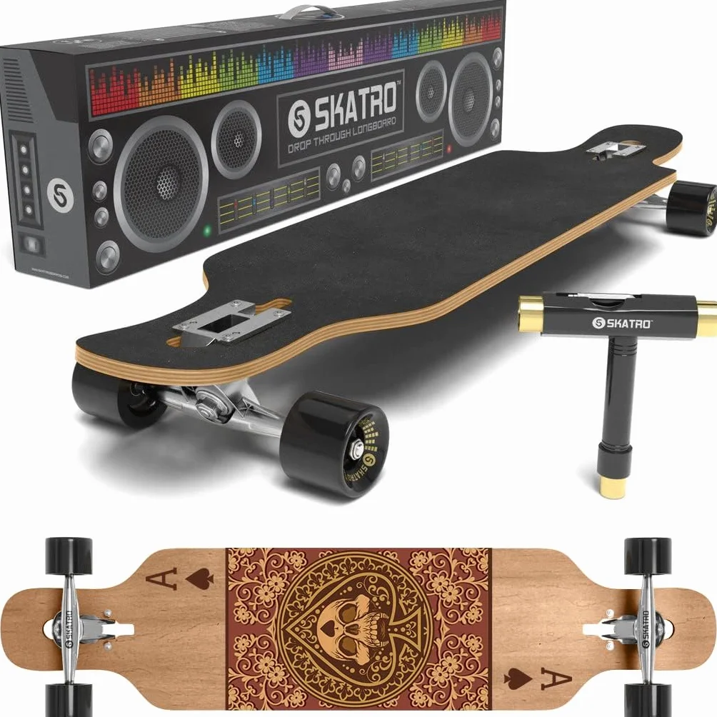 SKATRO Skateboard Longboard Freeride - Include Chiave Multifunzione T-Tool
