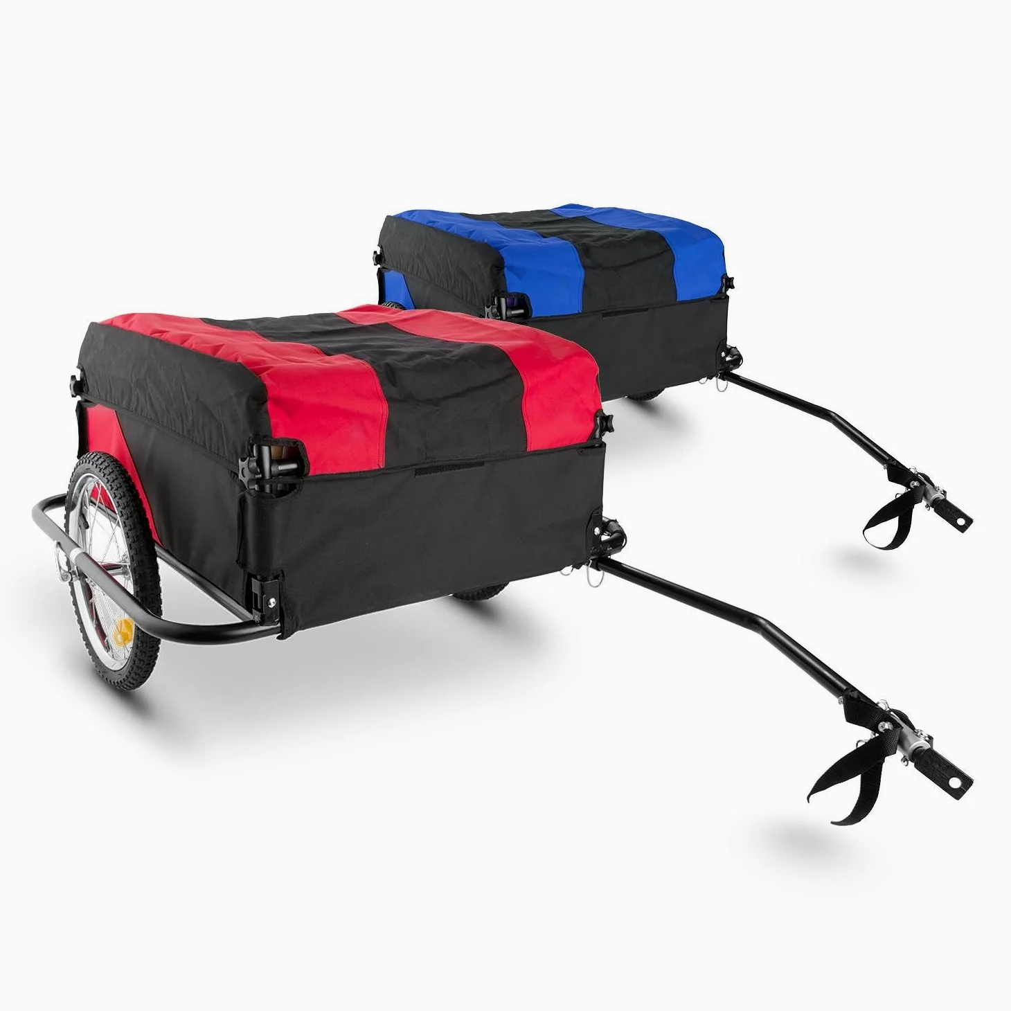 Duramaxx Mountee - Rimorchio Bici, Cargo Bike, Carrello Bici 130 L, 60kg, Camera d'Aria con Valvola Automatica, Copertura in Nylon, Pneumatico da 16", Raggi in Acciaio, Pieghevole, Blu