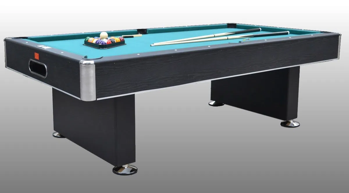 Biliardo ZEUS - Regolamentare 245x135 cm con Panno Speedball, Ritorno Automatico delle Biglie e Piedini Regolabili, Nero Venato con Finiture in Argento - Scegli Panno Verde Rosso Blu Nero