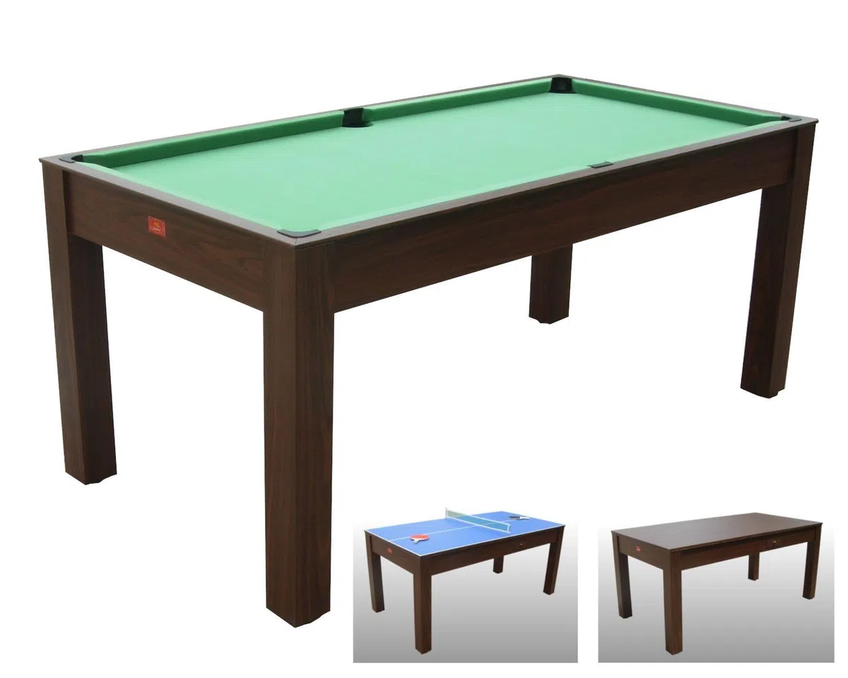 Tavolo Multigioco Advance 3 in 1 (185 cm) - Biliardo, Ping Pong e Tavolo da Pranzo - Disponibile in Color Legno o Bianco