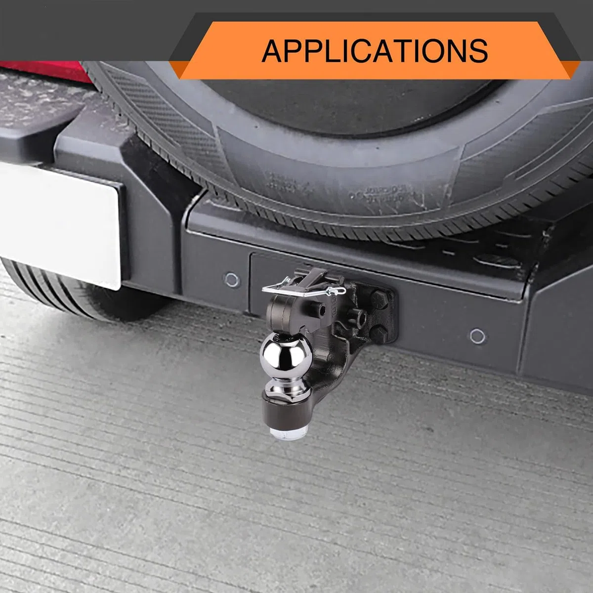 HEYOUTH Gancio di traino Ø 50mm Testa a sfera, fino a 8000kg/8T Giunto combinato Testa di accoppiamento in nero, Gancio di traino a sfera, per Transporter, Pick-Up, Auto Quad, Trattore e molto altro