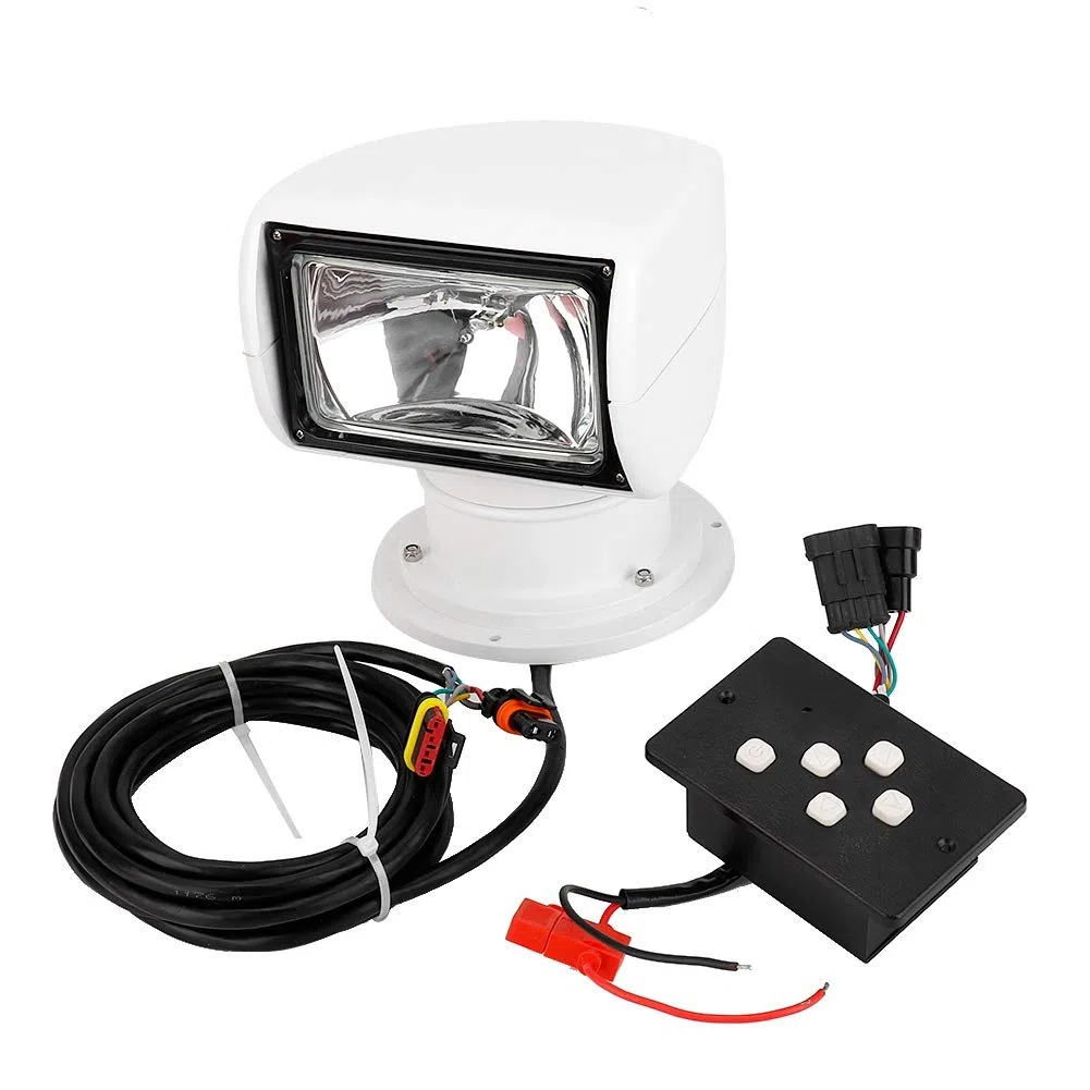Crisis Faro di Ricerca Marino Con Telecomando 12V 100W - Impermeabile a Lungo Raggio, Girevole a 360 Gradi per Esterno, Barca, Camion, Auto, Yacht, Guardia Costiera