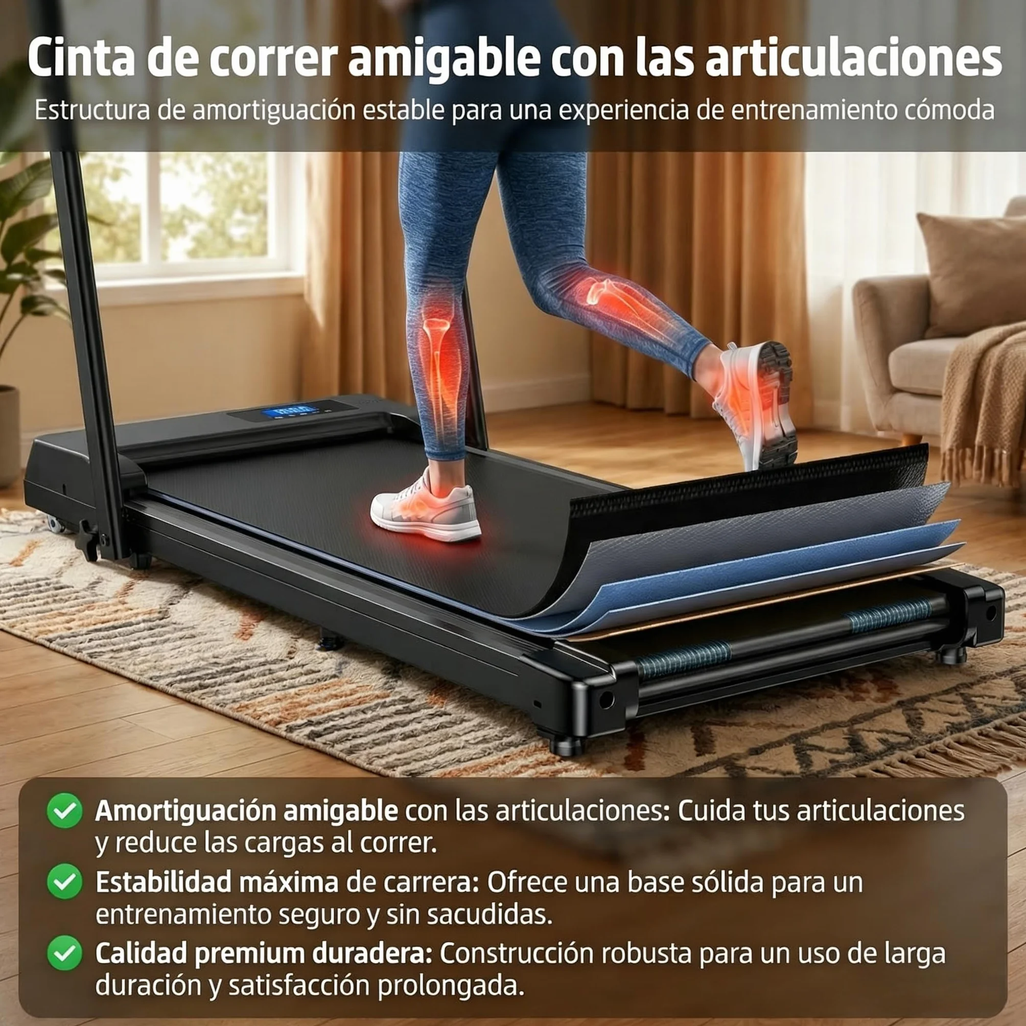 Tapis roulant per casa pieghevole – Upgraded Durevole & Portatile Elettrico Treadmill per Home Fitness con forte supporto a ventosa e telecomando, max 10 km/h per Cardio & Walking (nero)