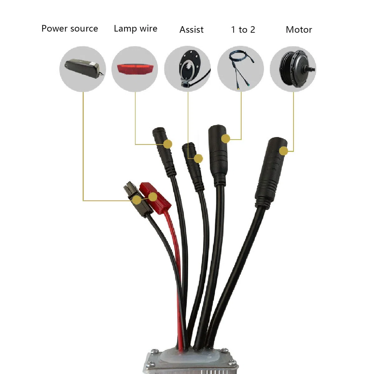 BuyWeek Kit Controller Scooter Elettrico, 36V 48V 15A DC Controller Motore 3 Mode con Metri S100 e Leva del Gas Pollice e Sensore di Assistenza e Cavo