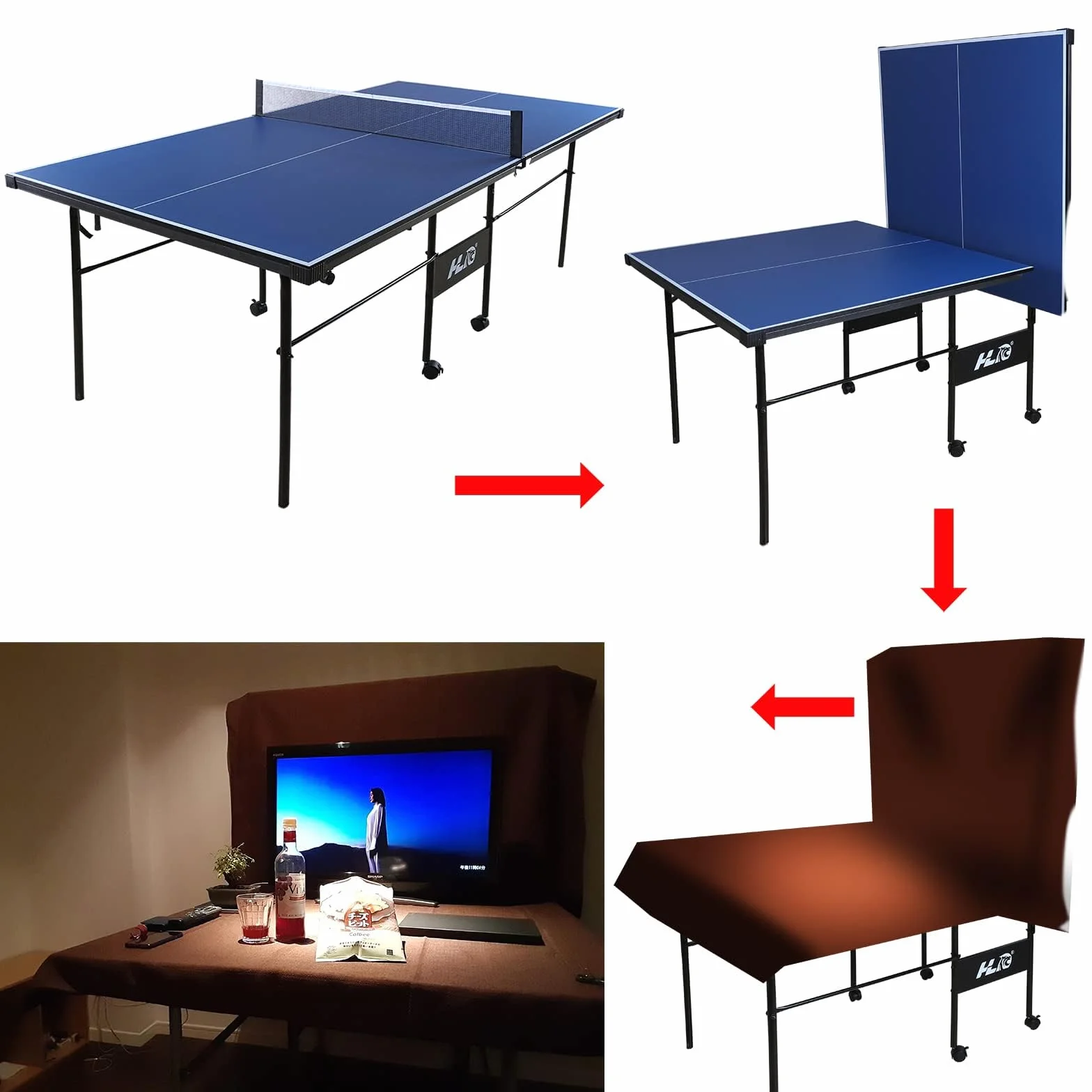 HLC Tavolo Ping Pong，tavolo ping pong pieghevole，7 Piedi Tavolo da Ping Pong，Adatto per Casa, Ufficio e Palestra，Regalo per Bambini（206 * 114.5 * 76cm）
