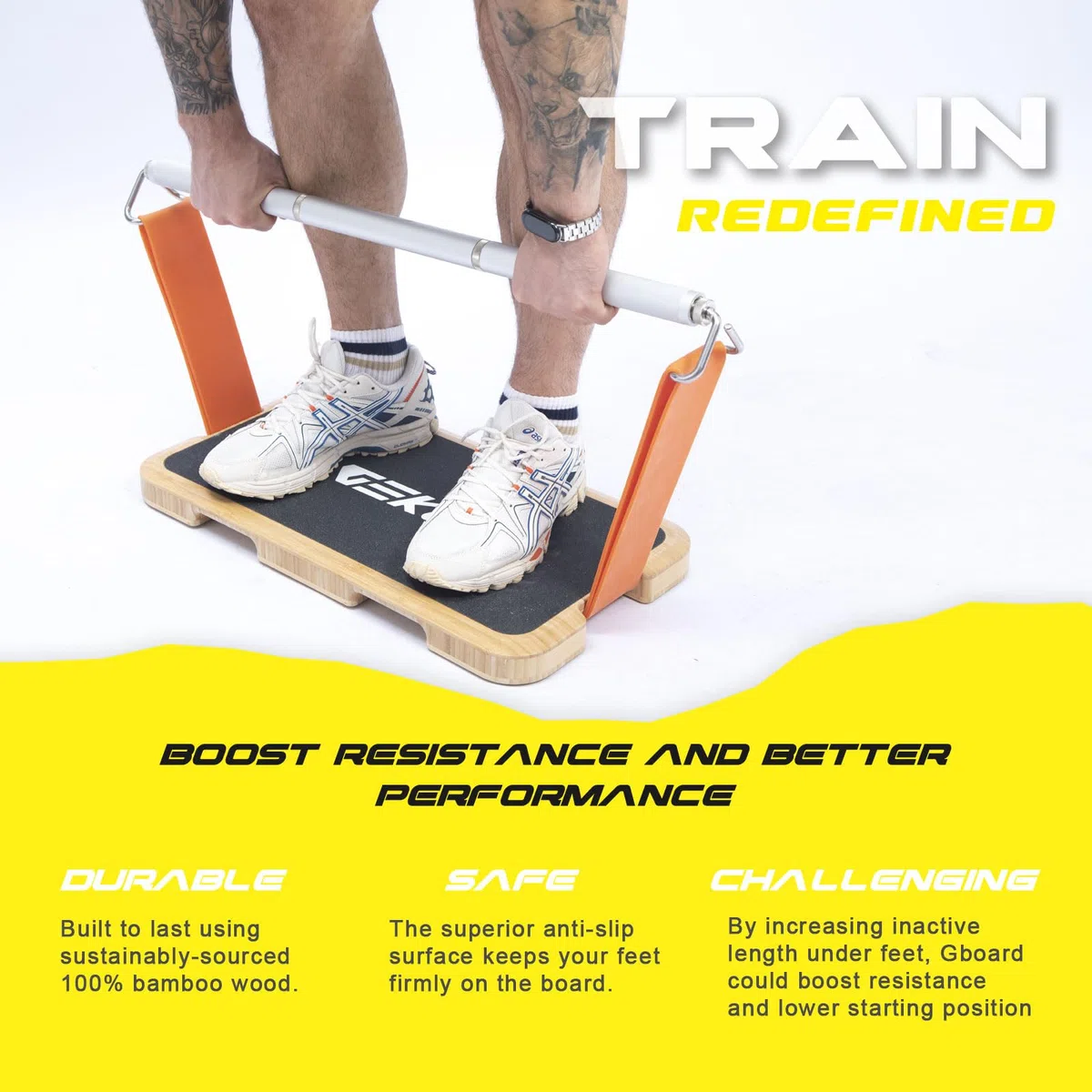 Pedana per allenamento con fascia di resistenza, piattaforma per esercizi in legno con superficie antiscivolo per allenamento con fascia, stretching e palestra a casa per tutto il corpo