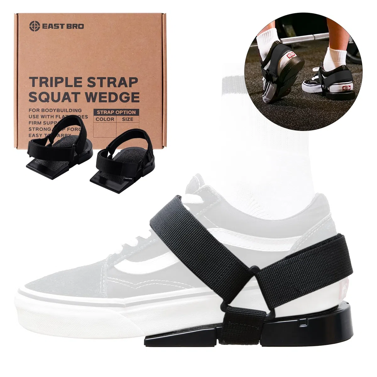 Eastbro - Zeppa per tallone, squat rialzati, stacchi, sollevamento pesi, sollevamento pesi, sollevamento polpacci, migliorare la mobilità e l'equilibrio, cuneo inclinato sulle scarpe