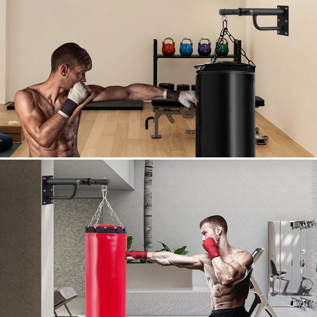Supporto per Sacco da Boxe, Regolabile e Girevole, Staffa per Sacco da Boxe, Supporto per Sacco Pesante per Interni ed Esterni Boxe Sport in Casa Palestra