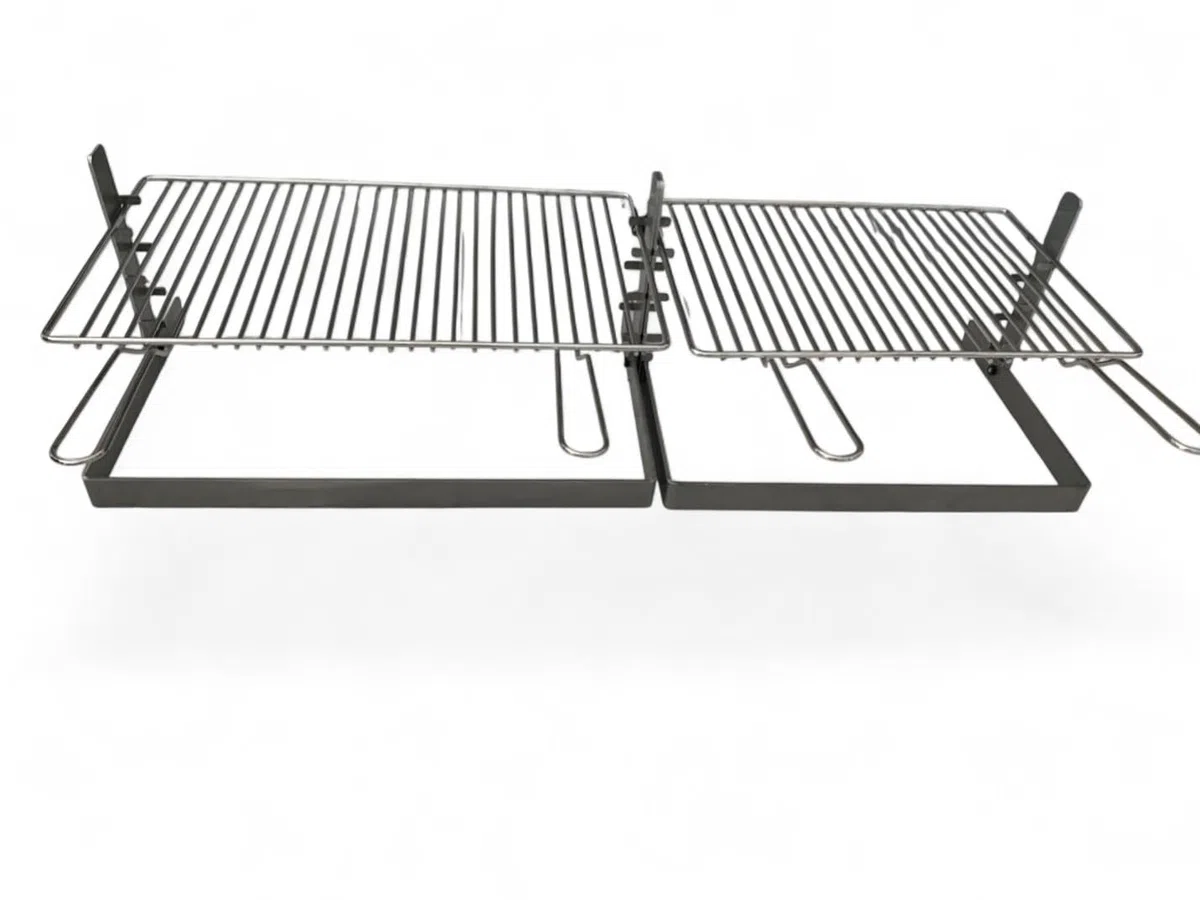 Griglia per Barbecue e Camino in Acciaio Cromato, Regolabile in Altezza, Struttura in Ferro, per Carne Pesce e Verdure (80x35 cm)