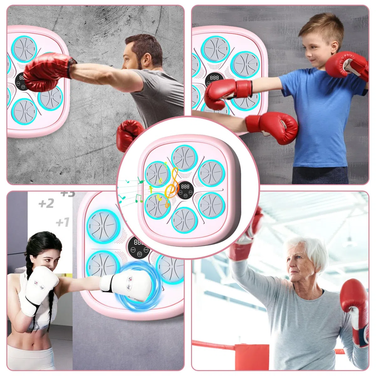 Macchina da pugilato per musica elettronica boxe a LED da parete Boxing Target Smart Boxing Attrezzature per adulti e bambini, supporta Bluetooth, 4 modalità di velocità, altezza di montaggio