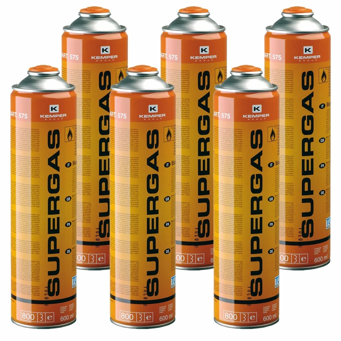 KEMPER - Cartucce di gas 330g Confezione da 6 Bombole Butano propano 600ml Bombola di gas universale con valvola 7/16