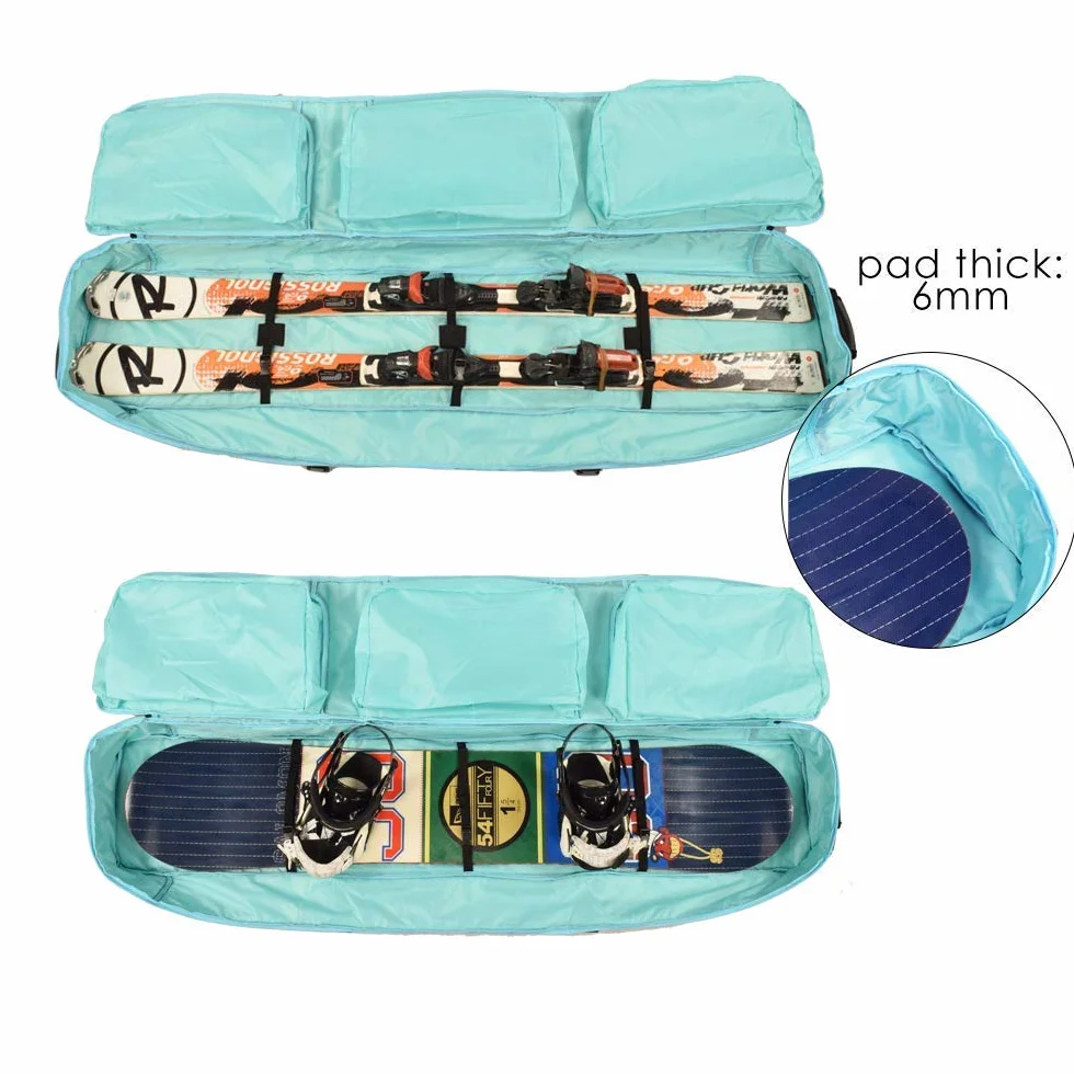 Borsa da snowboard,con rotelle,Imbottita e con manici per il trasporto,Impermeabile,Borse da tavola da snowboard con 3 sacchetti di immagazzinaggio