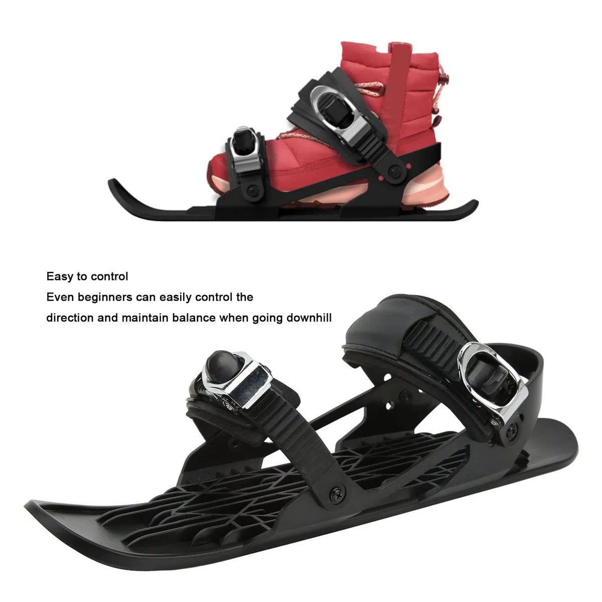 Focket Mini Pattini da Sci Corti Regolabili per Scarpe Invernali - Skiboard per Sport Invernali all'Aperto